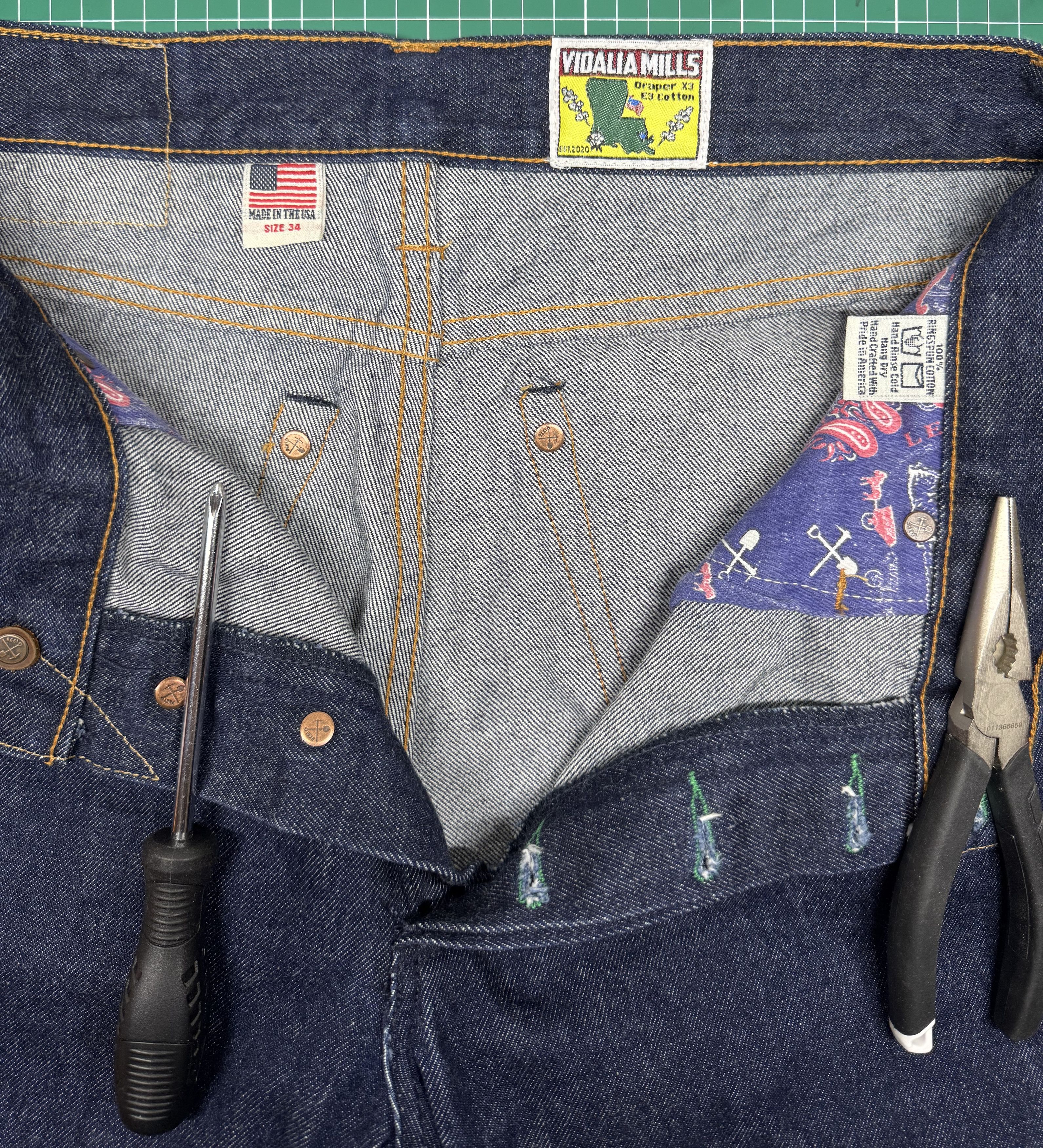 Left Field Nyc Smokestacks Vidalia Mills 14 oz Indigo selvedge (Wide Leg) Size US 34 / EU 50 - 4 Thumbnail