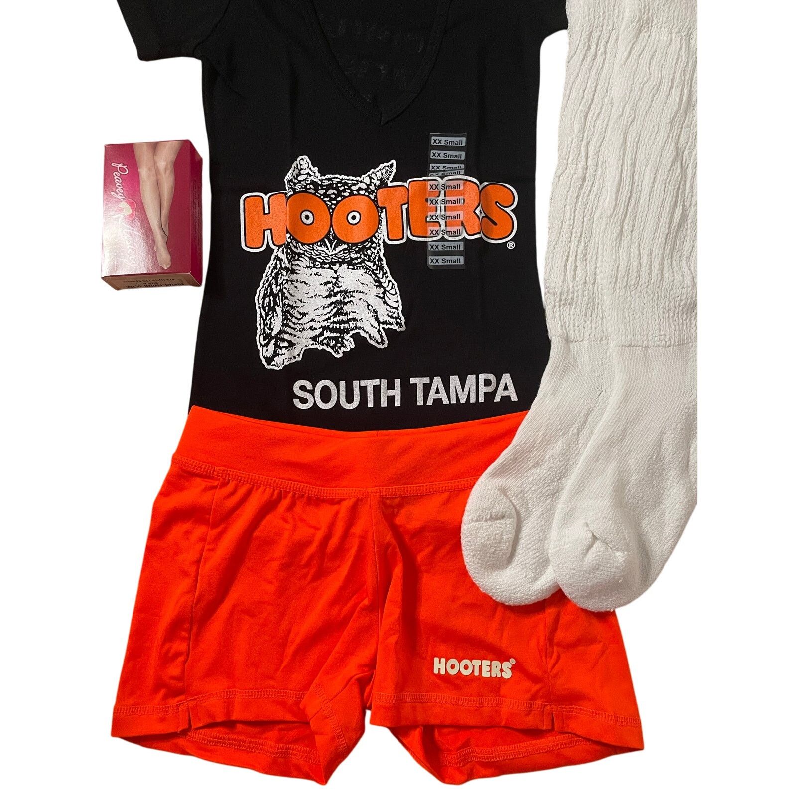 Other New Hooters Uniform V-Neck tee Shorts Socks hose Xxs/Xxxs Size XXS / US 00 / IT 34 - 2 Thumbnail
