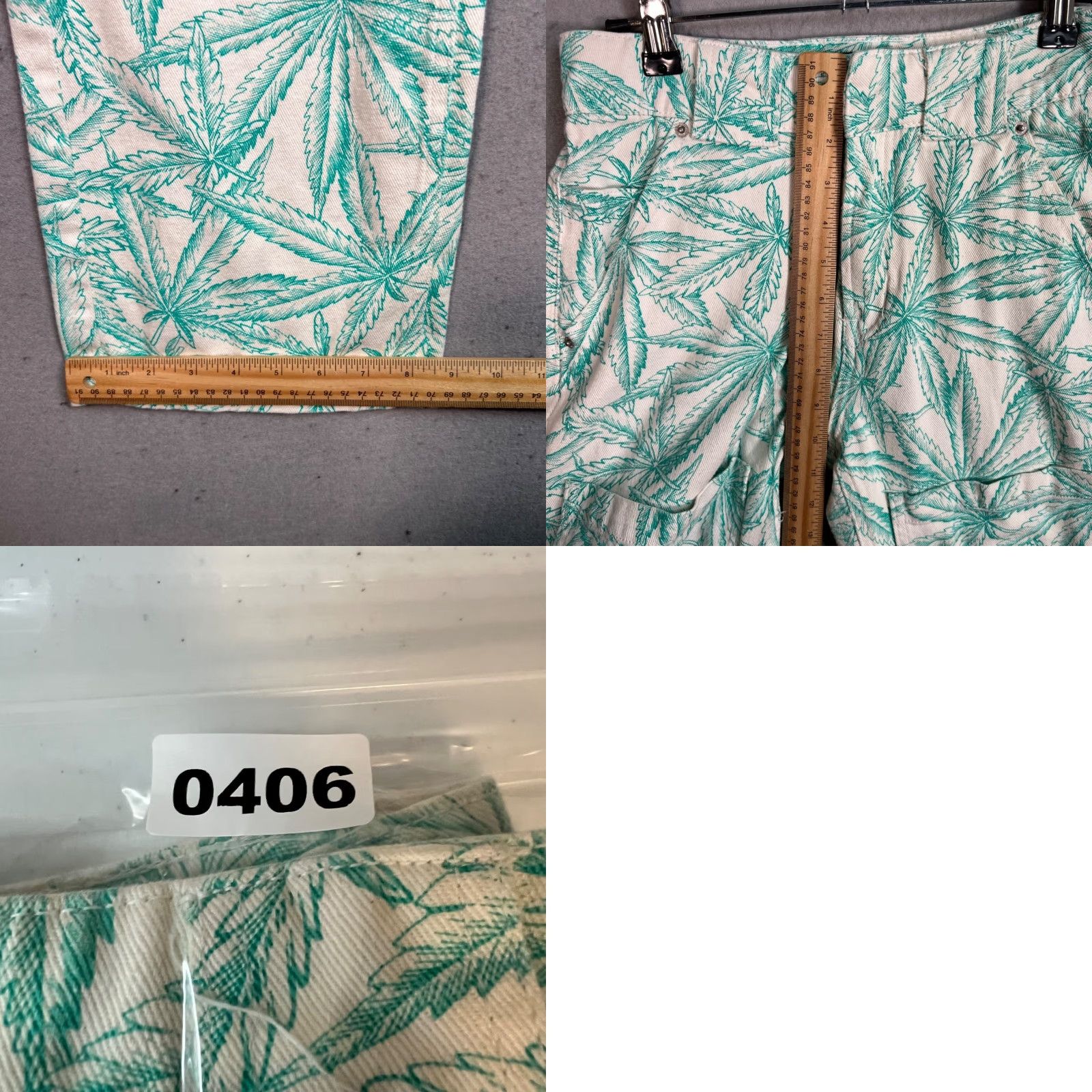 Bdg BDG Floral Print Pants Green White Cotton Ankle Adult Womens 25 Size 42" / US 20 - 8 Thumbnail