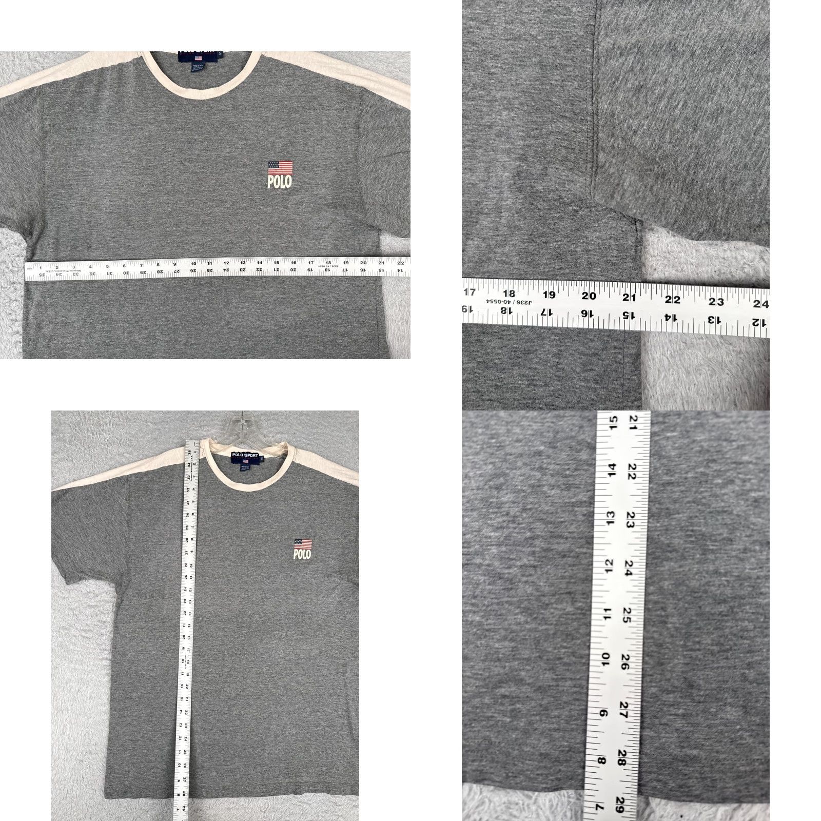 Vintage Polo Sport Ralph Lauren Shirt Adult Small Gray Cotton Crew USA Flag Size US S / EU 44-46 / 1 - 8 Thumbnail