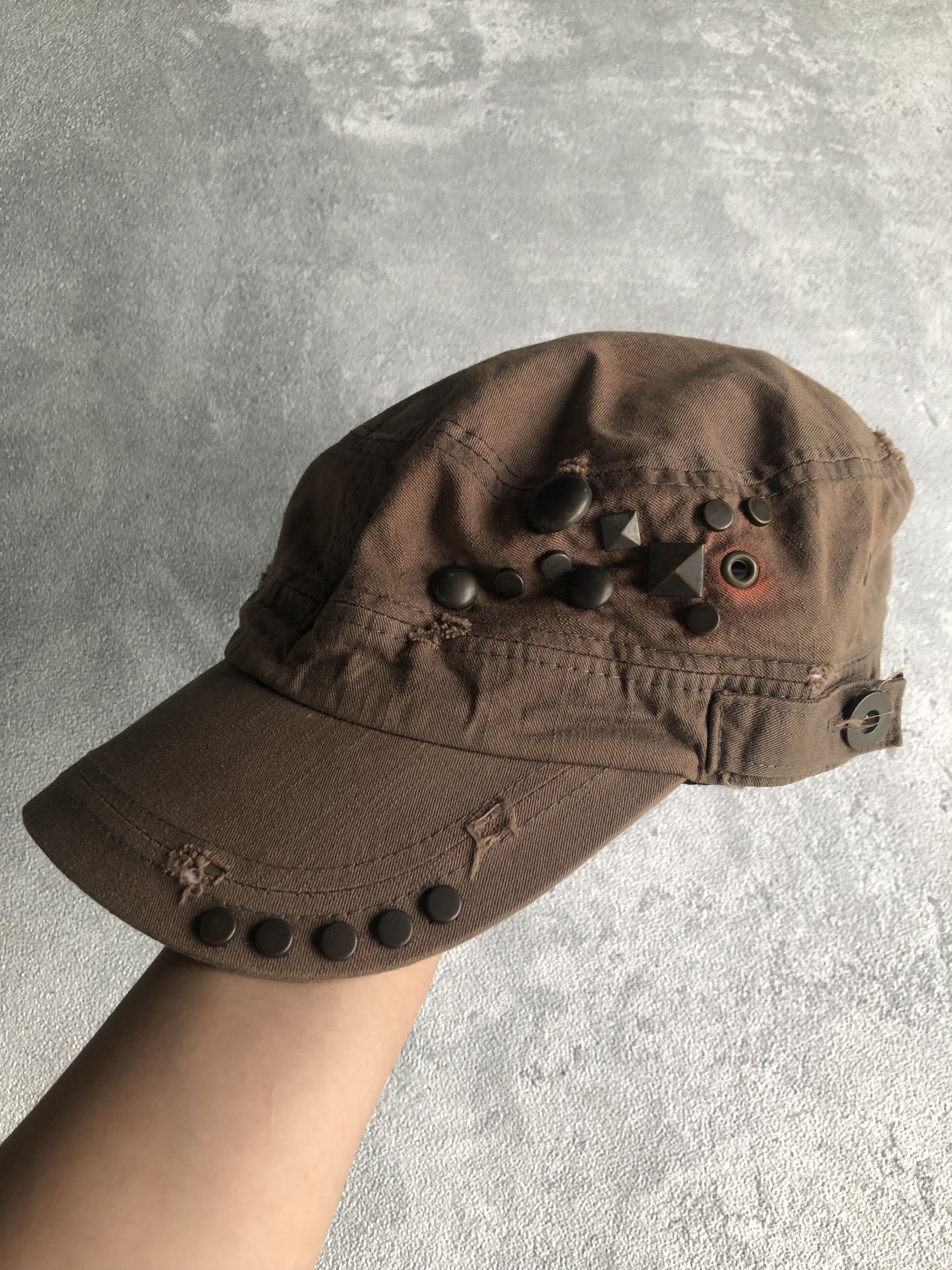 Japanese Brand Distressed Studded Gothic Hats Size ONE SIZE - 3 Thumbnail