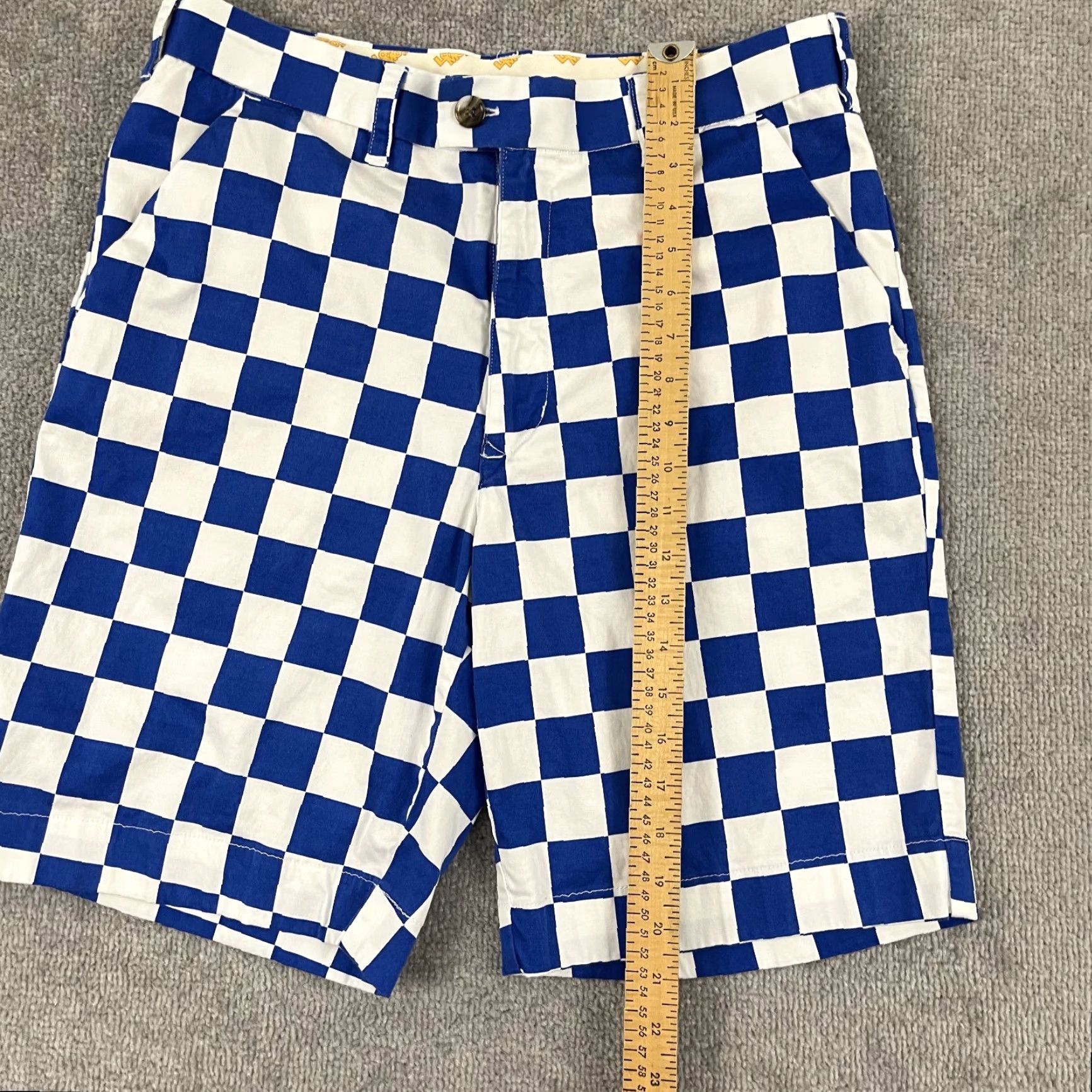 Vintage LOUDMOUTH Golf Chino Shorts Mens 33 Blue White Checkered Plaid Regular Fit Size US 33 - 4 Thumbnail
