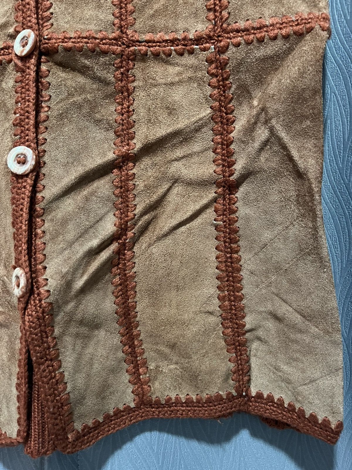 Leather Vintage patchwork knitted leather Vest Size M / US 6-8 / IT 42-44 - 5 Thumbnail