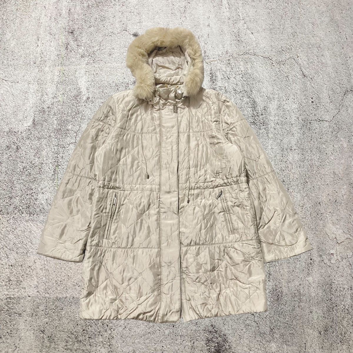 Balmain Balmain Paris Monogram Quilted Fur Long Jacket Beige Luxury Size US XL / EU 56 / 4 - 1 Thumbnail