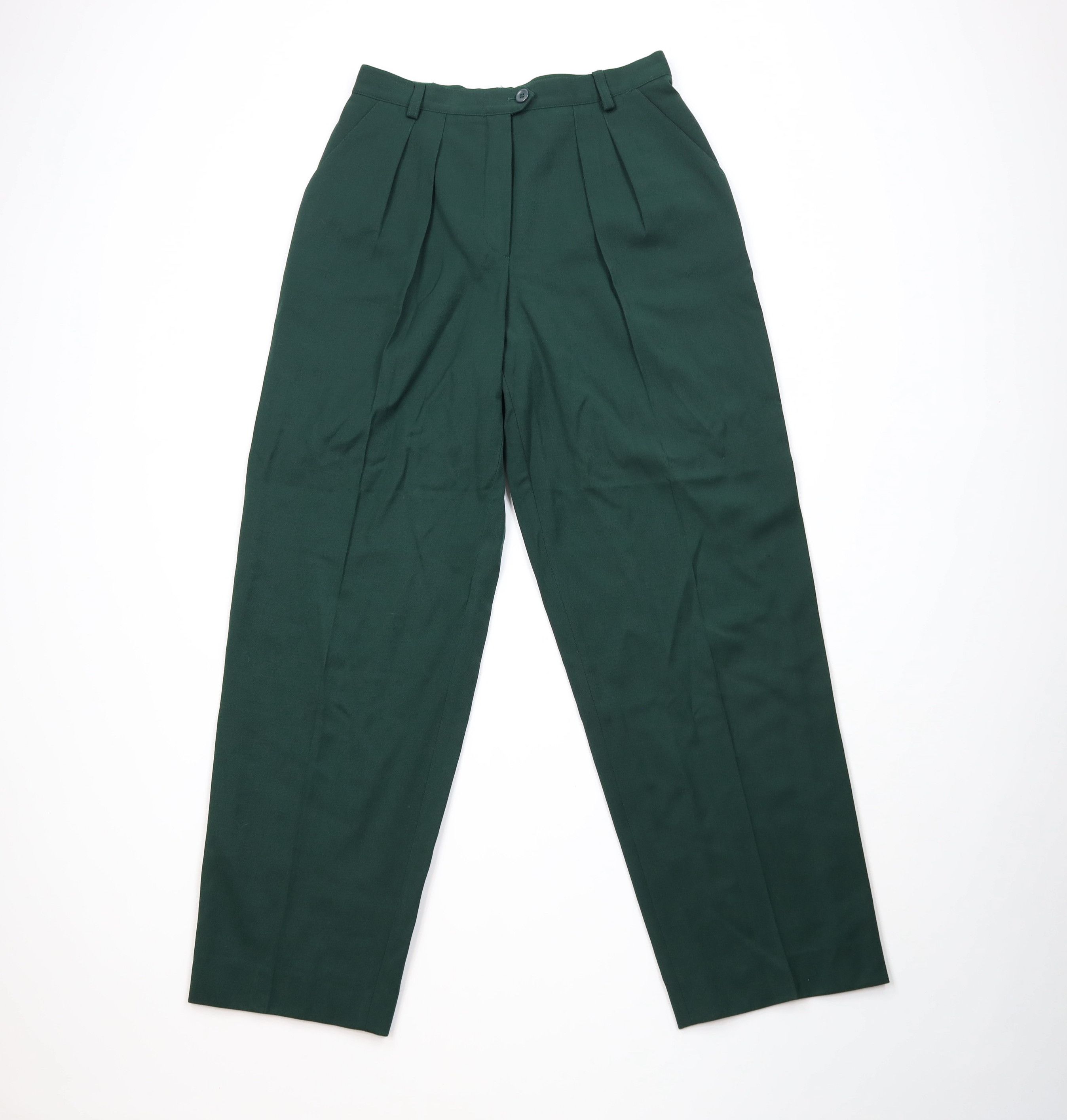 Escada Vintage 70s 80s Escada Pleated Tapered Leg Chino Pants Green Size 42" / US 20 - 1 Thumbnail