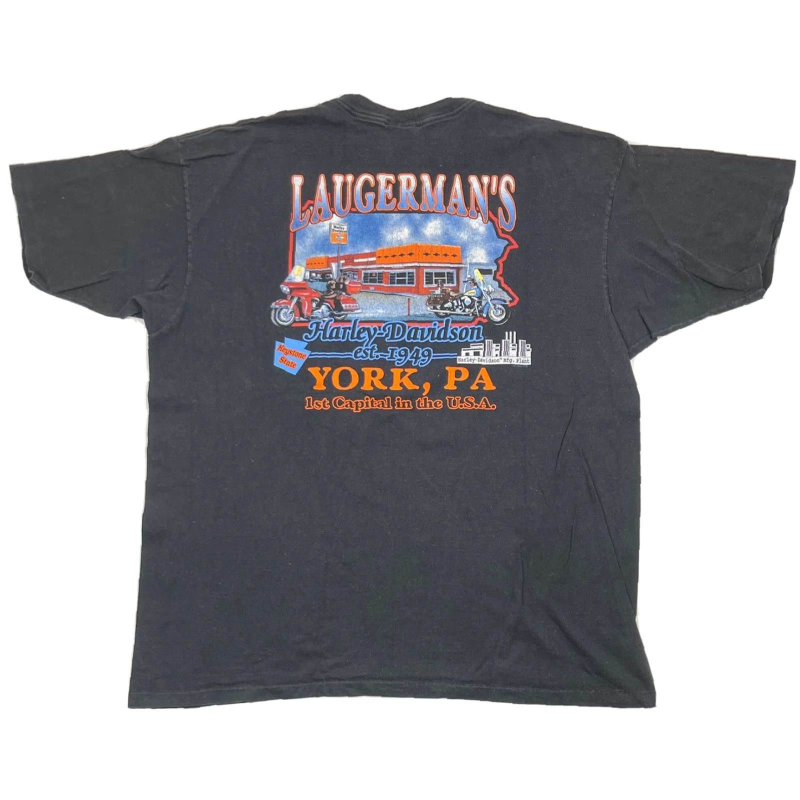 Harley Davidson VINTAGE 1996 Harley-Davidson Screamin' Eagle T-Shirt Black 2XL 90s Double-Sided Mens Size US XXL / EU 58 / 5 - 4 Thumbnail