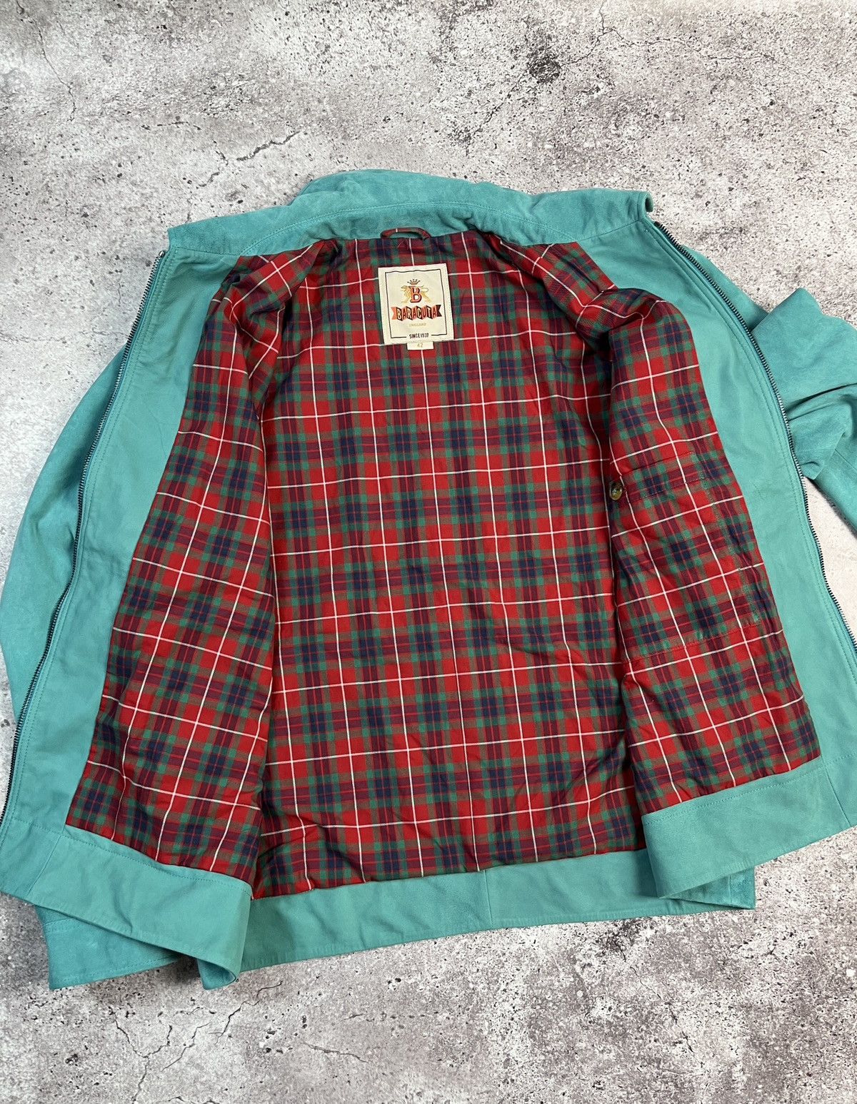 Baracuta Suede Racer Jacket Teal Size US L / EU 52-54 / 3 - 8 Thumbnail