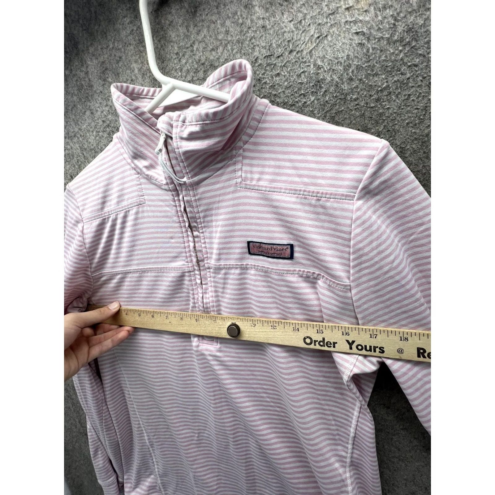 Vineyard Vines Vineyard Vines Shirt Womens Small Pink Stripe Mock Neck 1/4 Zip Jersey Top Size S / US 4 / IT 40 - 7 Thumbnail