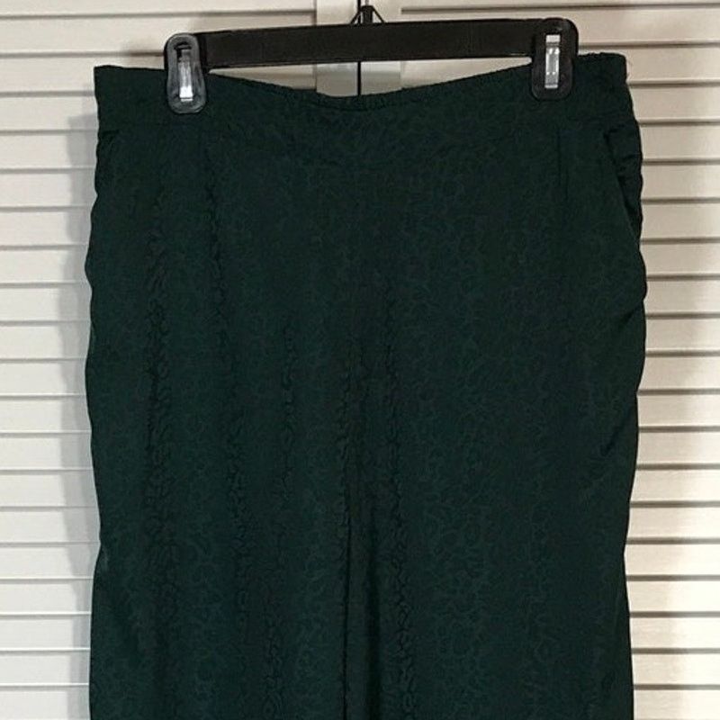 Other Skies Are Blue Retro Emerald Satin Finish Wide Leg Pants L Size 36" / US 14 / IT 50 - 3 Thumbnail