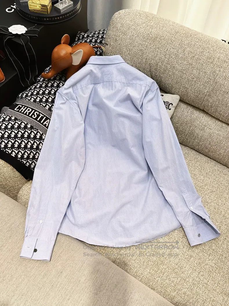 Hermes Hermes Blue Striped Long Sleeve Shirt Size M / US 6-8 / IT 42-44 - 2 Thumbnail
