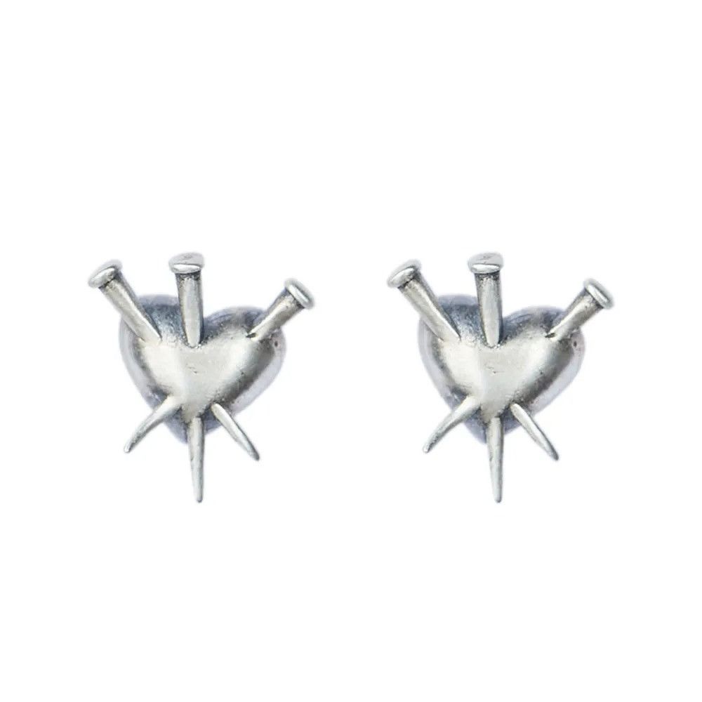 Jewelry Piercing Heart Stud Earrings 925 Sterling Silver Ear Gift Size ONE SIZE - 6 Thumbnail