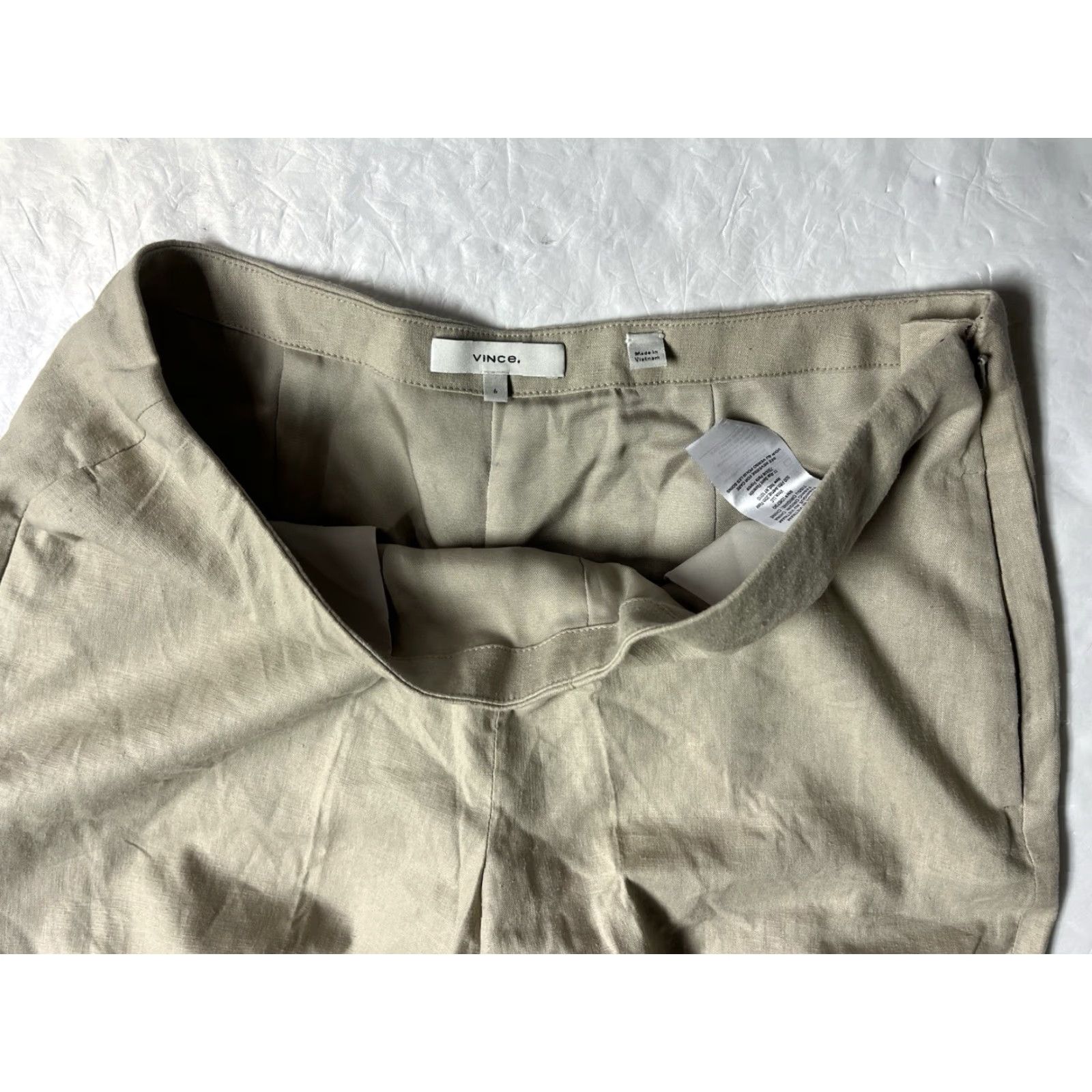 Vince Vince Wide-Leg Cropped Linen Blend Pants Beige Size 6 Women Regular Pockets Comfort Size 28" / US 6 / IT 42 - 6 Thumbnail
