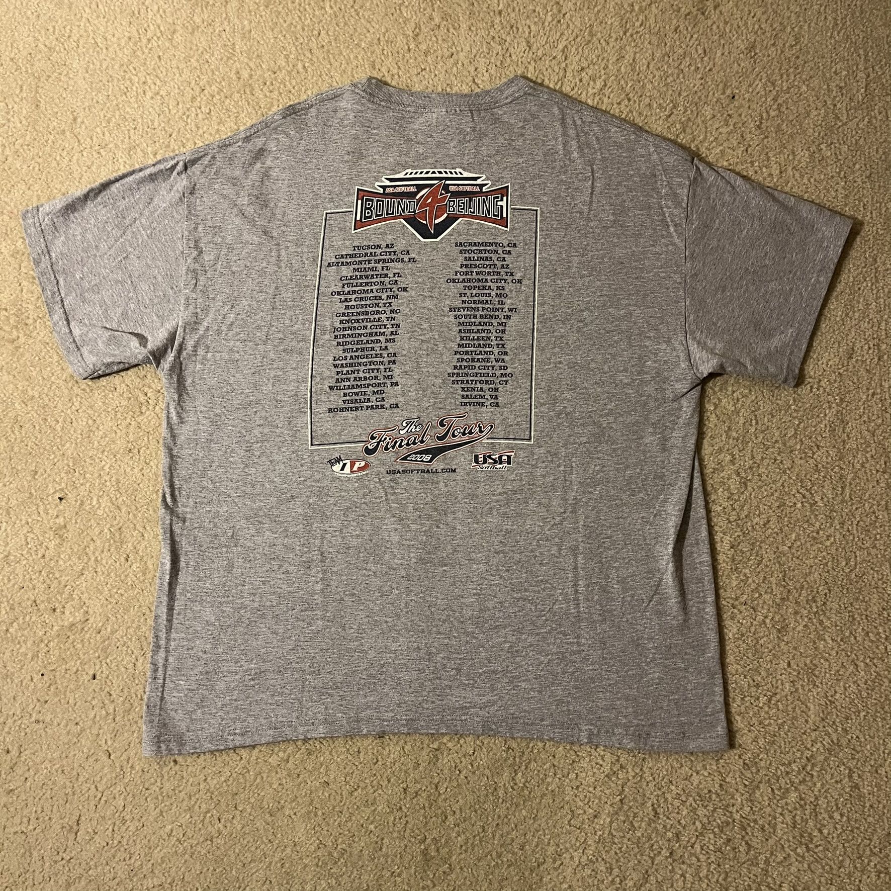 Hanes Year 00s 2000s USA Softball Bound 4 Beijing Tour Tee Size US XL / EU 56 / 4 - 2 Thumbnail