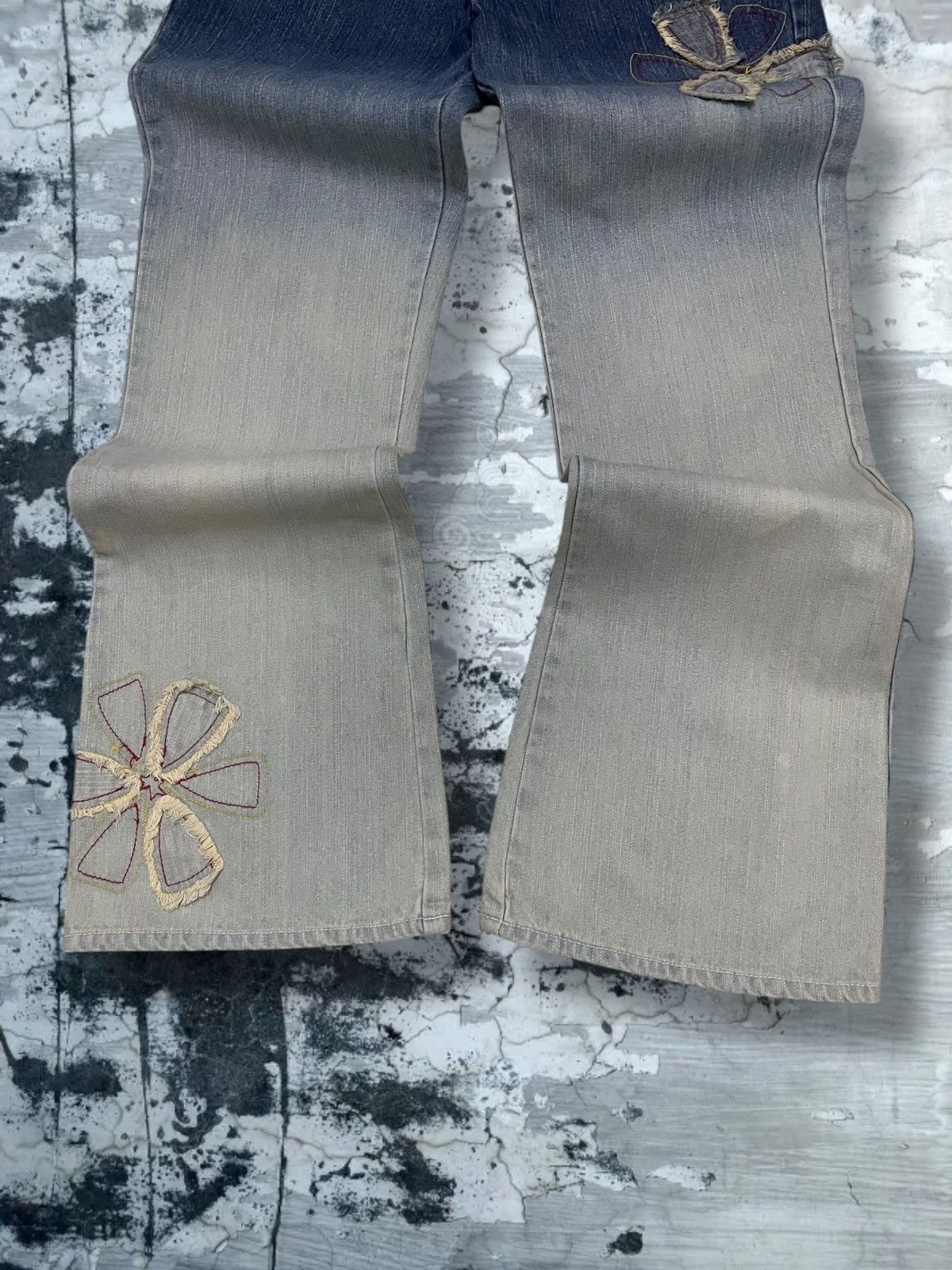 Japanese Brand Vintage 90s Japan Designer Design Flower Flared Summer Denim Size US 26 / EU 42 - 3 Thumbnail