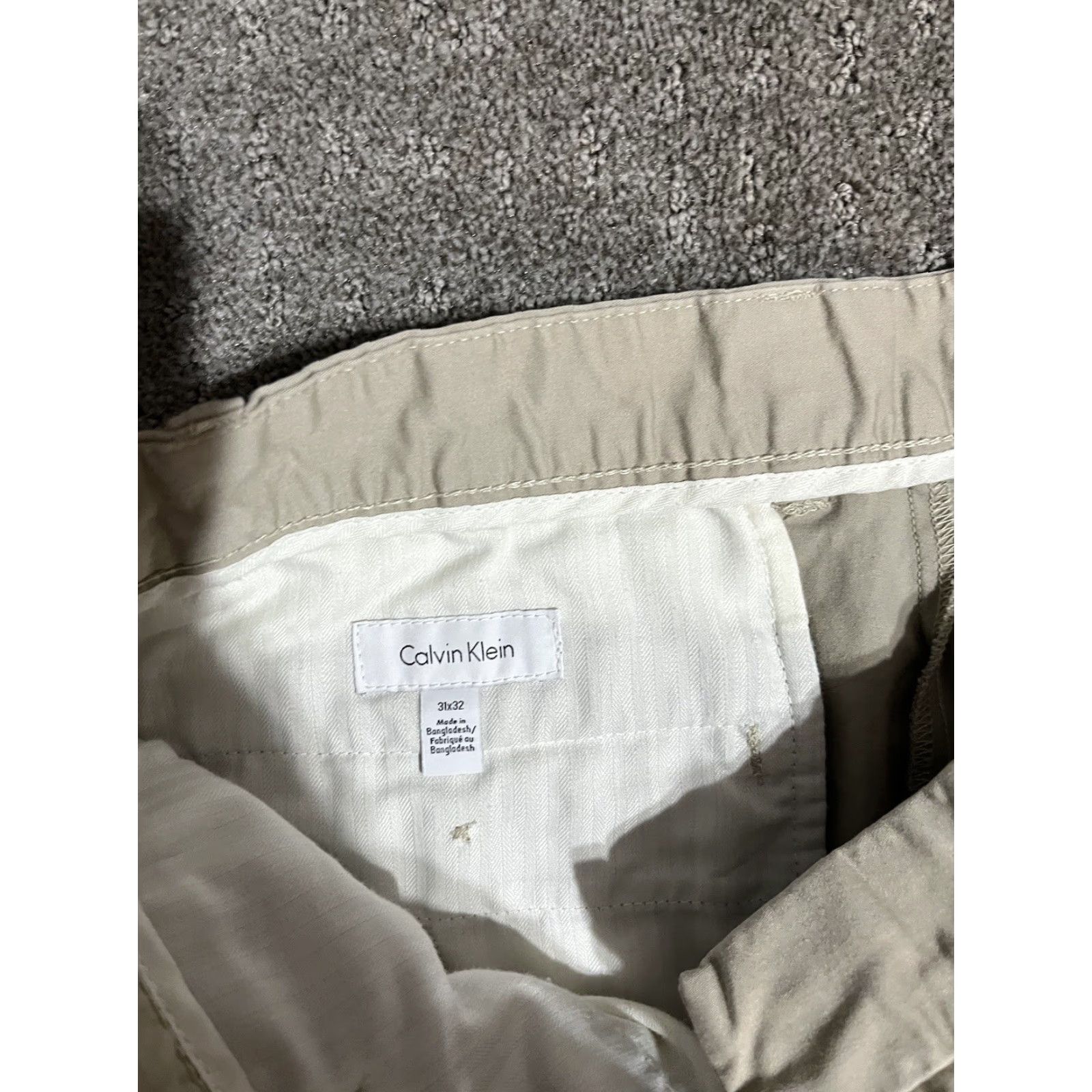 Calvin Klein Calvin Klein Men’s Chino Pants Slim Regular 31x32 Beige Cotton Blend Stretch Flat Front Straight Inseam 32 Regular Size Type Men’s Pants Size US 31 - 5 Thumbnail