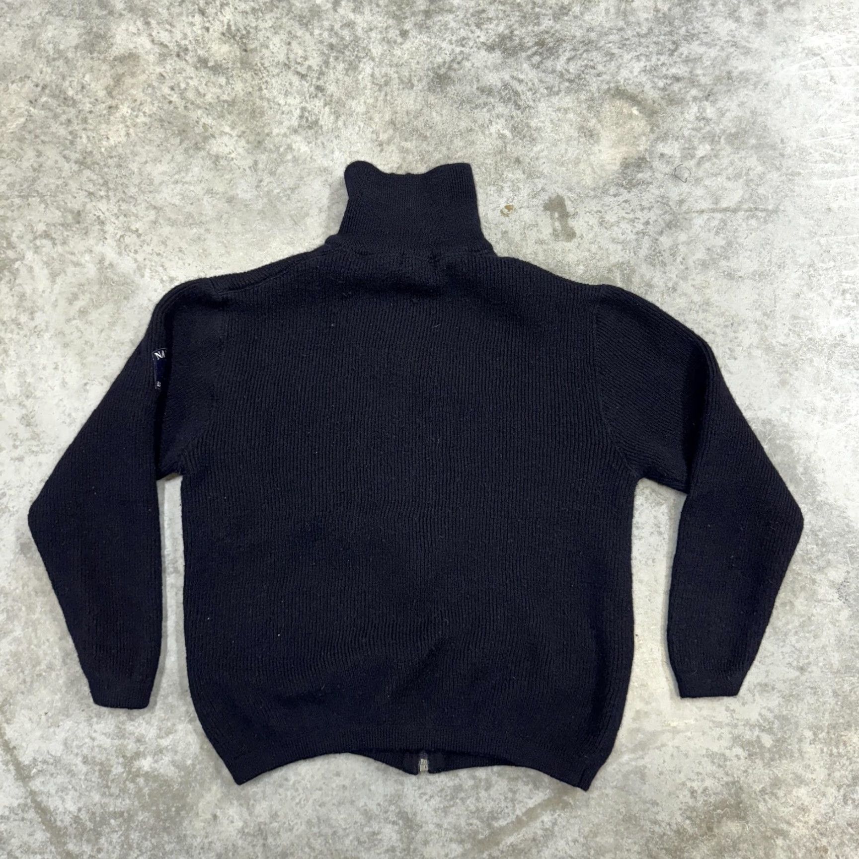 Nautica VINTAGE Nautica Sweater Mens Small Navy Wool Full Zip High Neck 90s Hong Kong Blue KnIT Solid Size US S / EU 44-46 / 1 - 4 Thumbnail