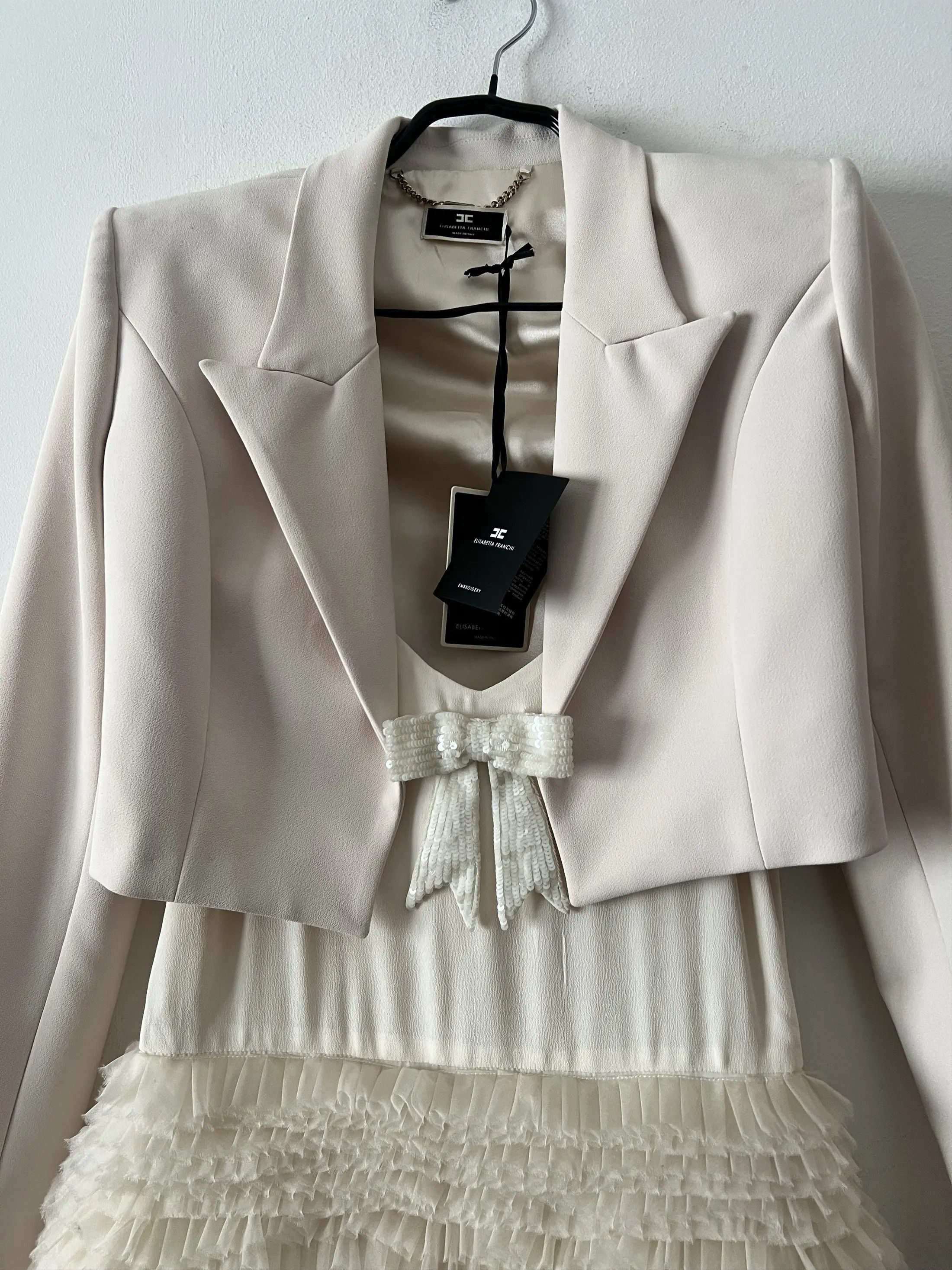 Elisabetta Franchi Tailleur Mini Dress With Gathered Tulle Skirt Size S / US 4 / IT 40 - 7 Thumbnail