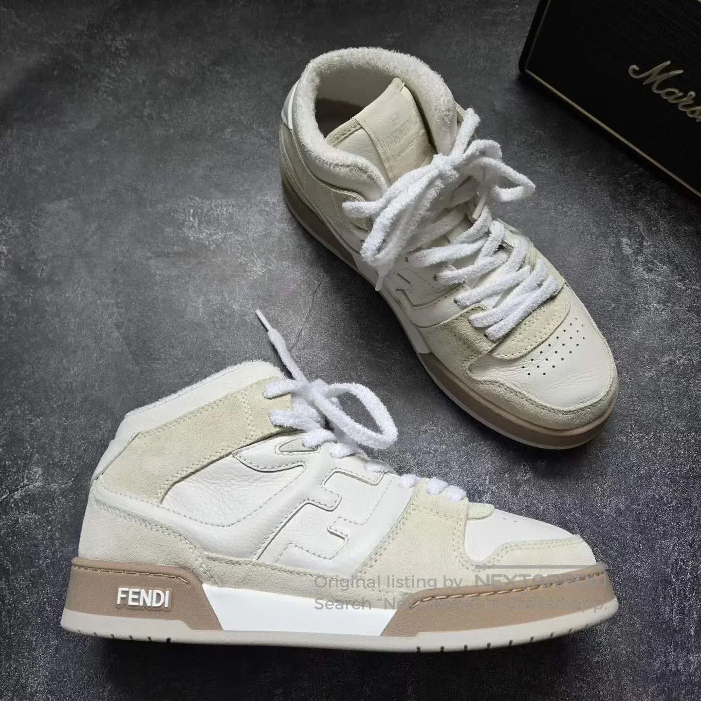 Fendi FENDI White and Brown High-Top Skate Shoes| Size US 10.5 / IT 40.5 - 6 Thumbnail