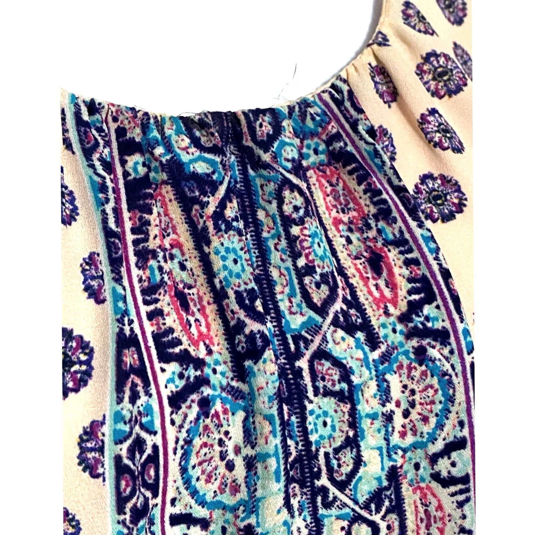 Vintage VINTAGE Rose + Olive Paisley Sleeveless TankTop Blouse XL Blue Womens Blouse Paisley Boho Sleeveless 90s Y2K Size XL / US 12-14 / IT 48-50 - 2 Thumbnail