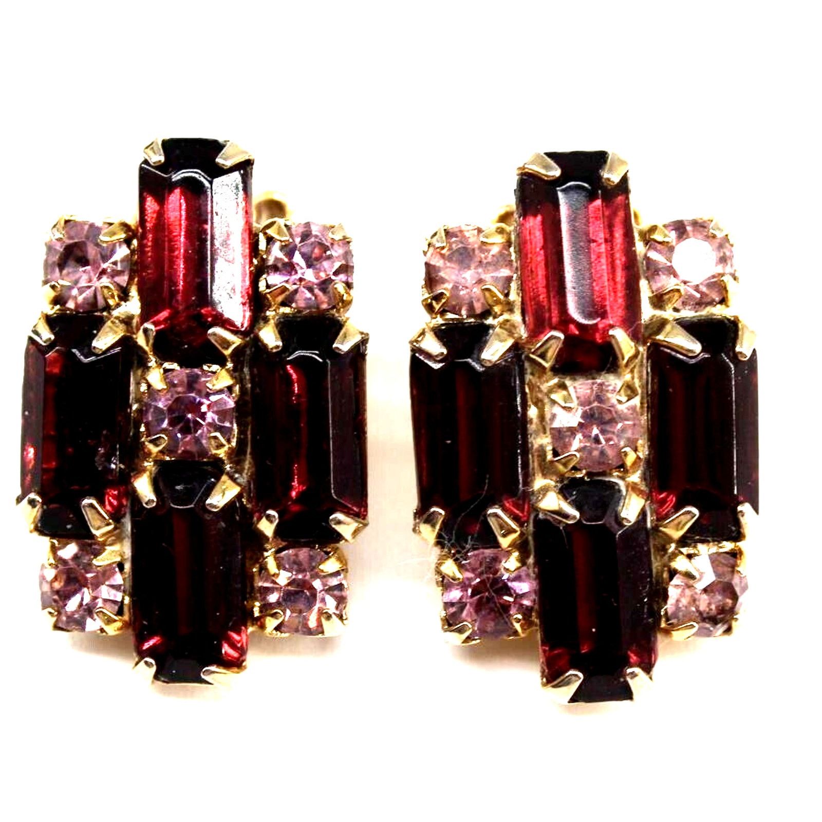 Other Purple Lavender Rhinestone Earrings • Prong Set • Clip On Size ONE SIZE - 1 Thumbnail
