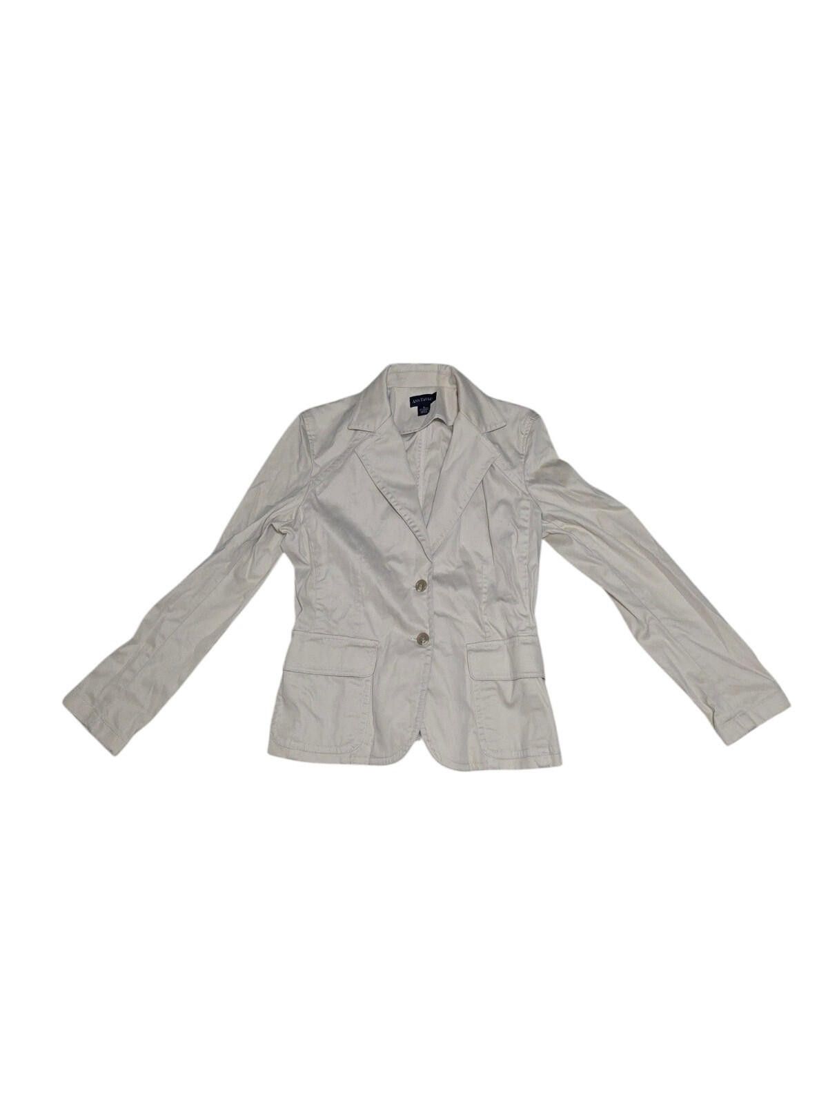 Ann Taylor Ann Taylor Women's Career Wear Beige Khaki Cotton Blazer 8 Size M / US 6-8 / IT 42-44 - 1 Thumbnail