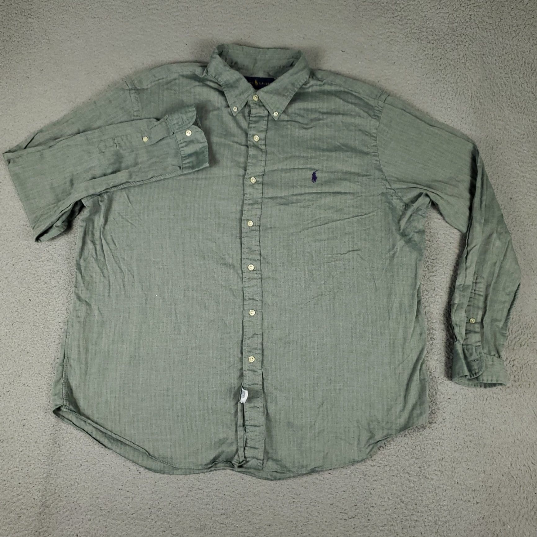 Ralph Lauren Ralph Lauren Shirt Mens 2XL Green Striped Pony Button Up Long Sleeve Size US XXL / EU 58 / 5 - 3 Thumbnail