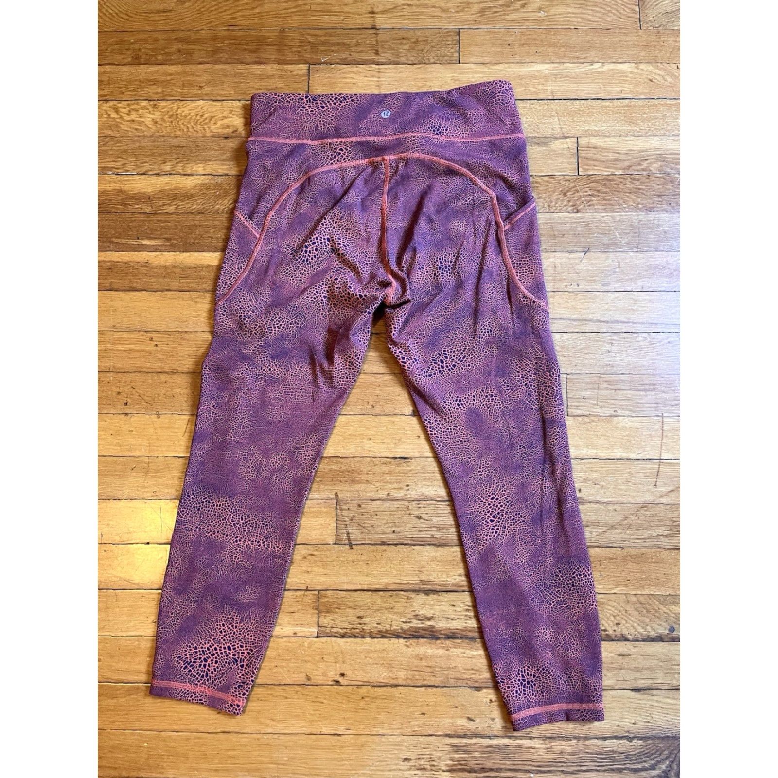 Lululemon Lululemon Invigorate High Rise Tights Women’s 12 Orange Black Snakeskin Size ONE SIZE - 4 Thumbnail