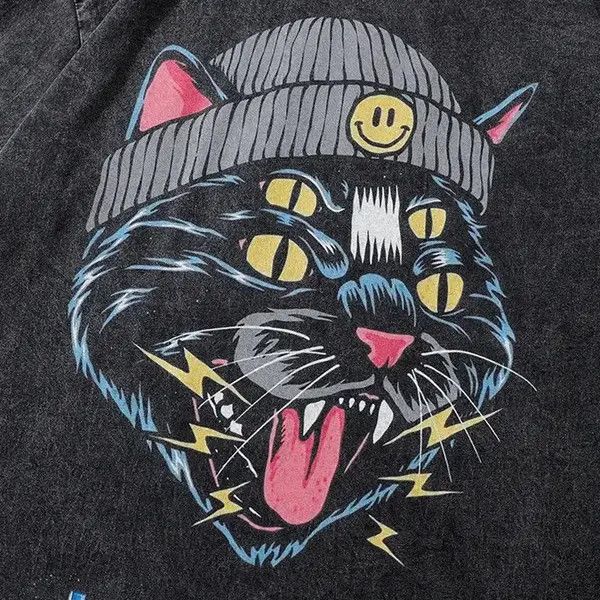 VIBE 80s Cartoon Design Face Oversized Printed Vintage T Shirt Size US L / EU 52-54 / 3 - 8 Thumbnail