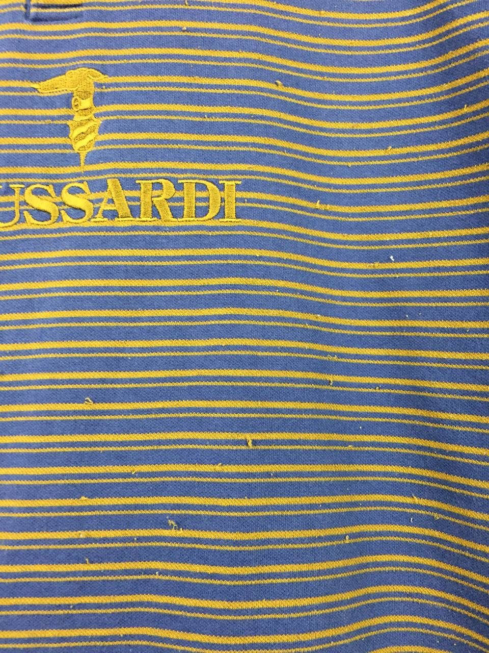Trussardi Vtg 90s Trussardi Embroidered Logo Striped Henley Tee Size US XL / EU 56 / 4 - 6 Thumbnail