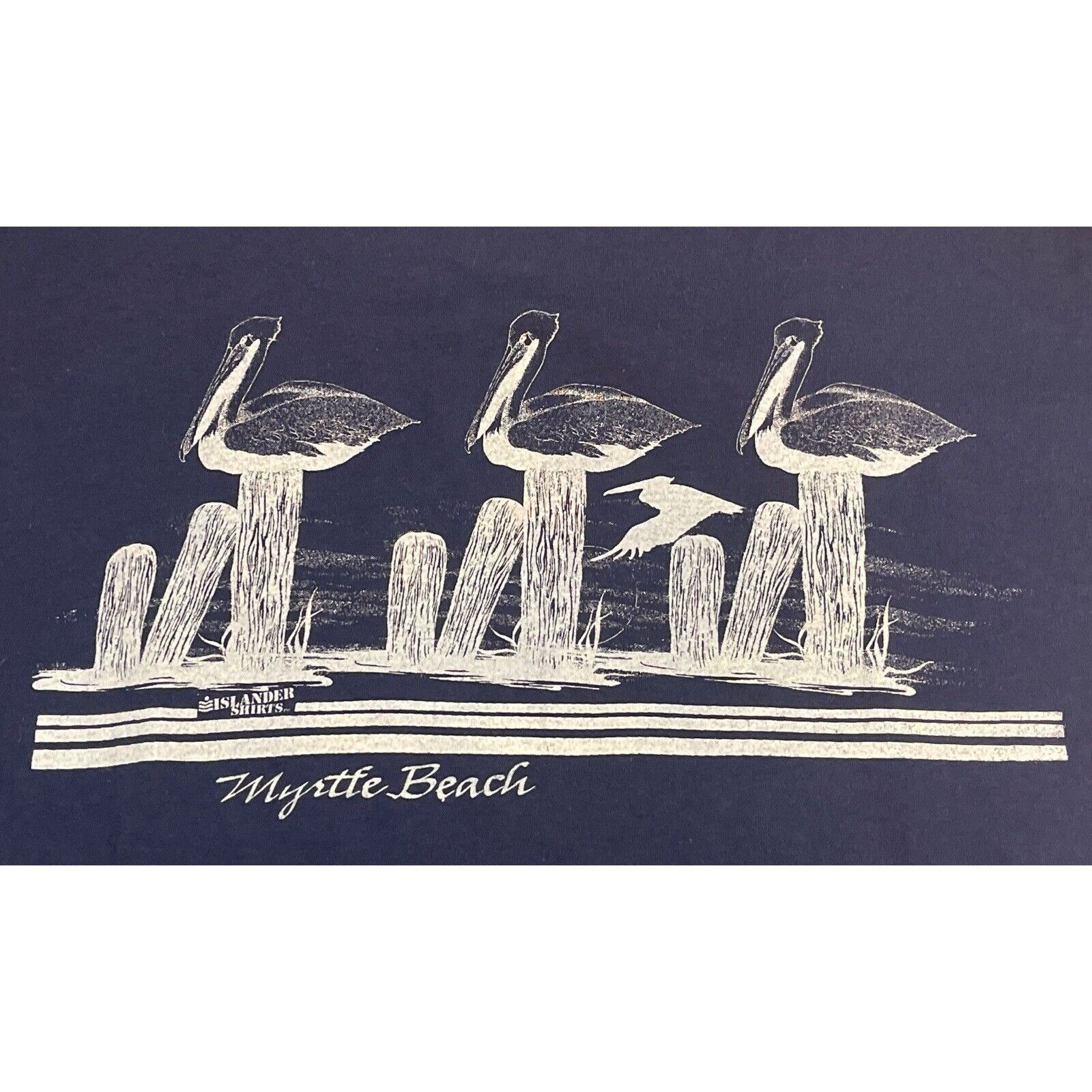 Hanes Vintage 80s 90s Large Myrtle Beach SC Pelican Beach Single S Size US L / EU 52-54 / 3 - 4 Thumbnail