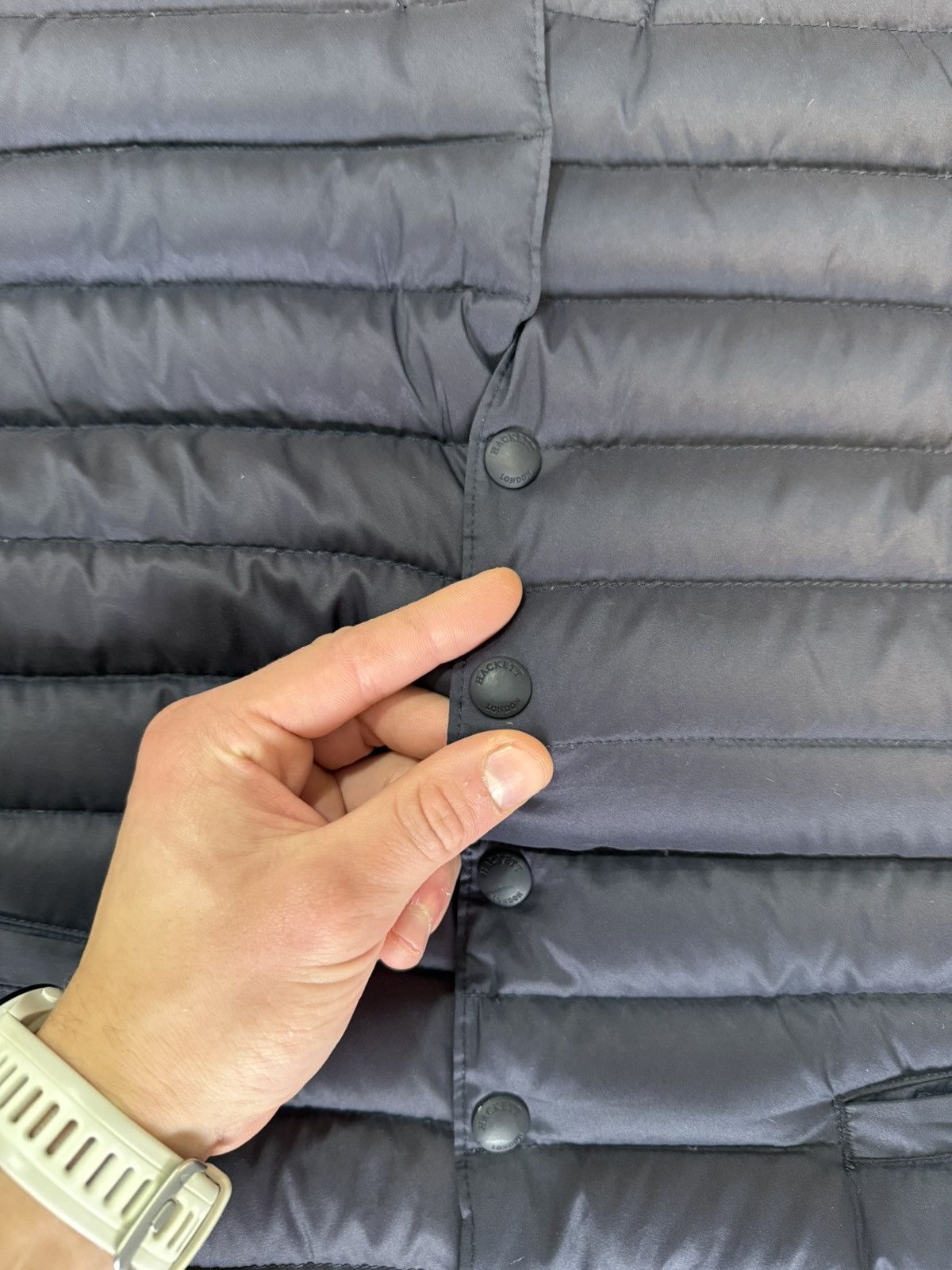 Hackett London Men Down Puffer Vest Navy L Down Waistcoat