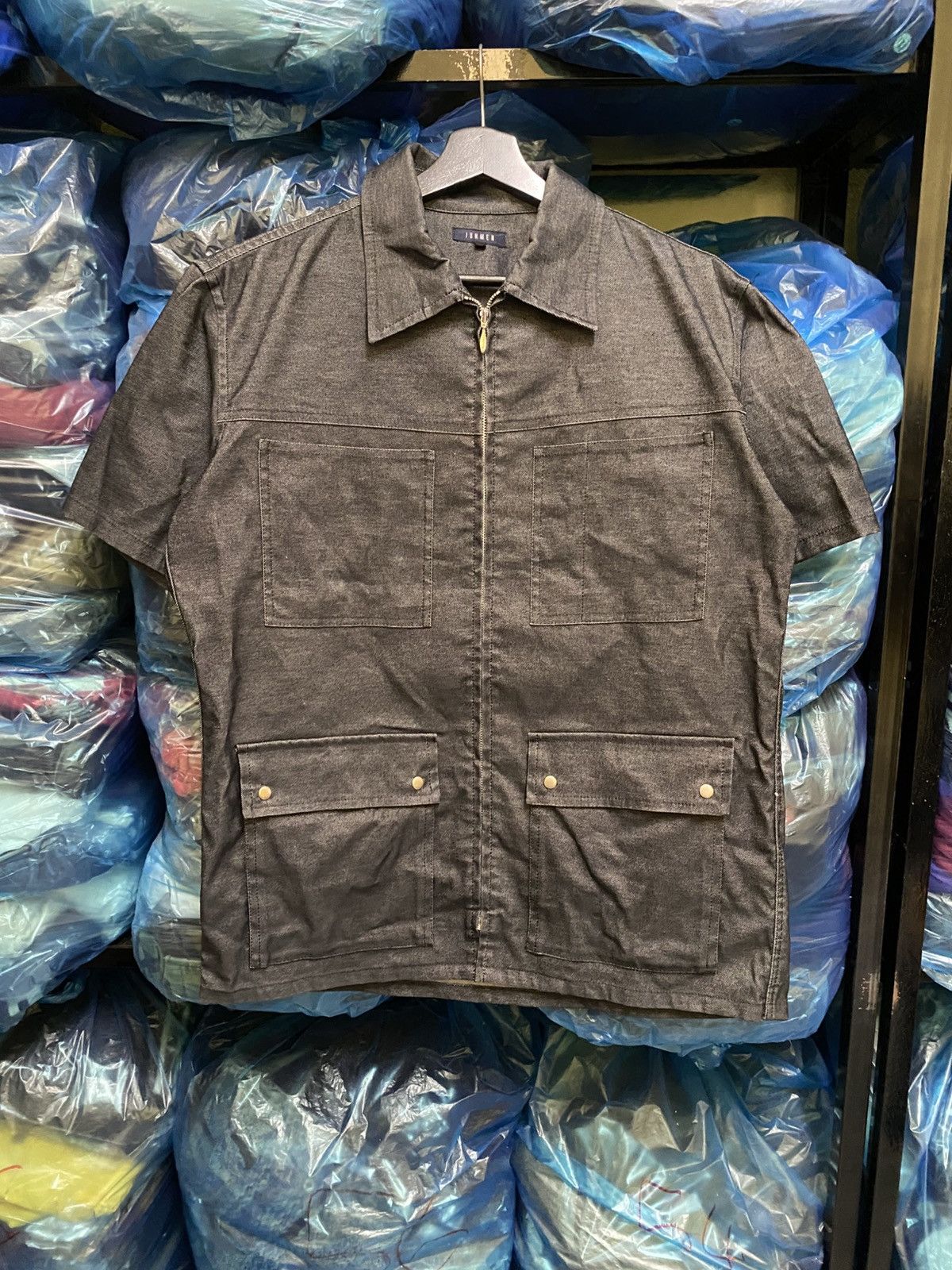 JUN MEN Vintage Junmen Charcoal Grey Short Sleeve Shirt – Made Japan Size US M / EU 48-50 / 2 - 3 Thumbnail