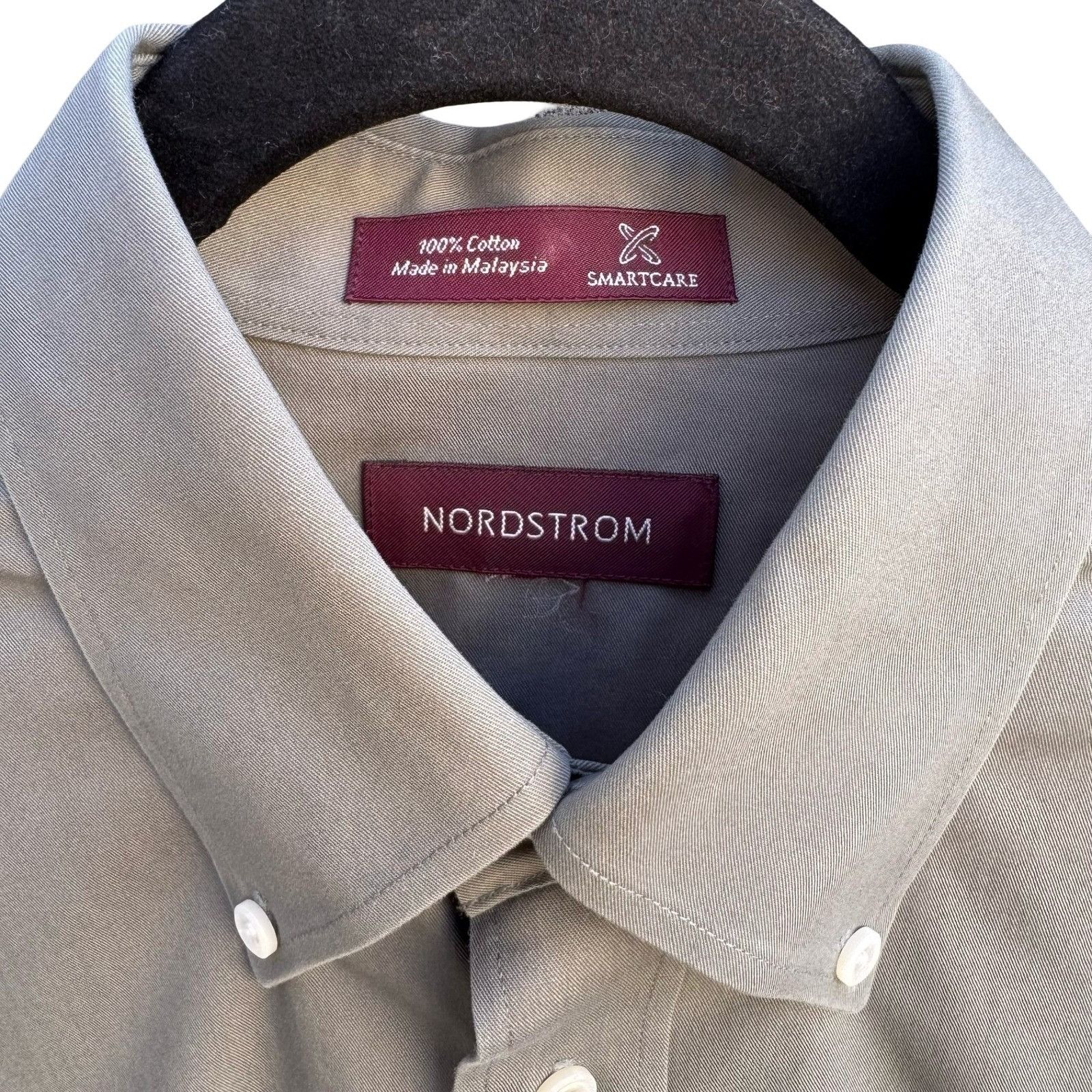 Nordstrom Nordstrom Smartcare Mens Long Sleeve Button Down Shirt Grey Size US L / EU 52-54 / 3 - 5 Thumbnail
