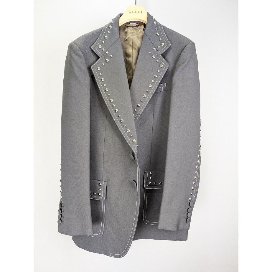 Gucci o1rshd1 Fluid Drill Palace Jacket in Steel Gray Size US L / EU 52-54 / 3 - 11 Thumbnail