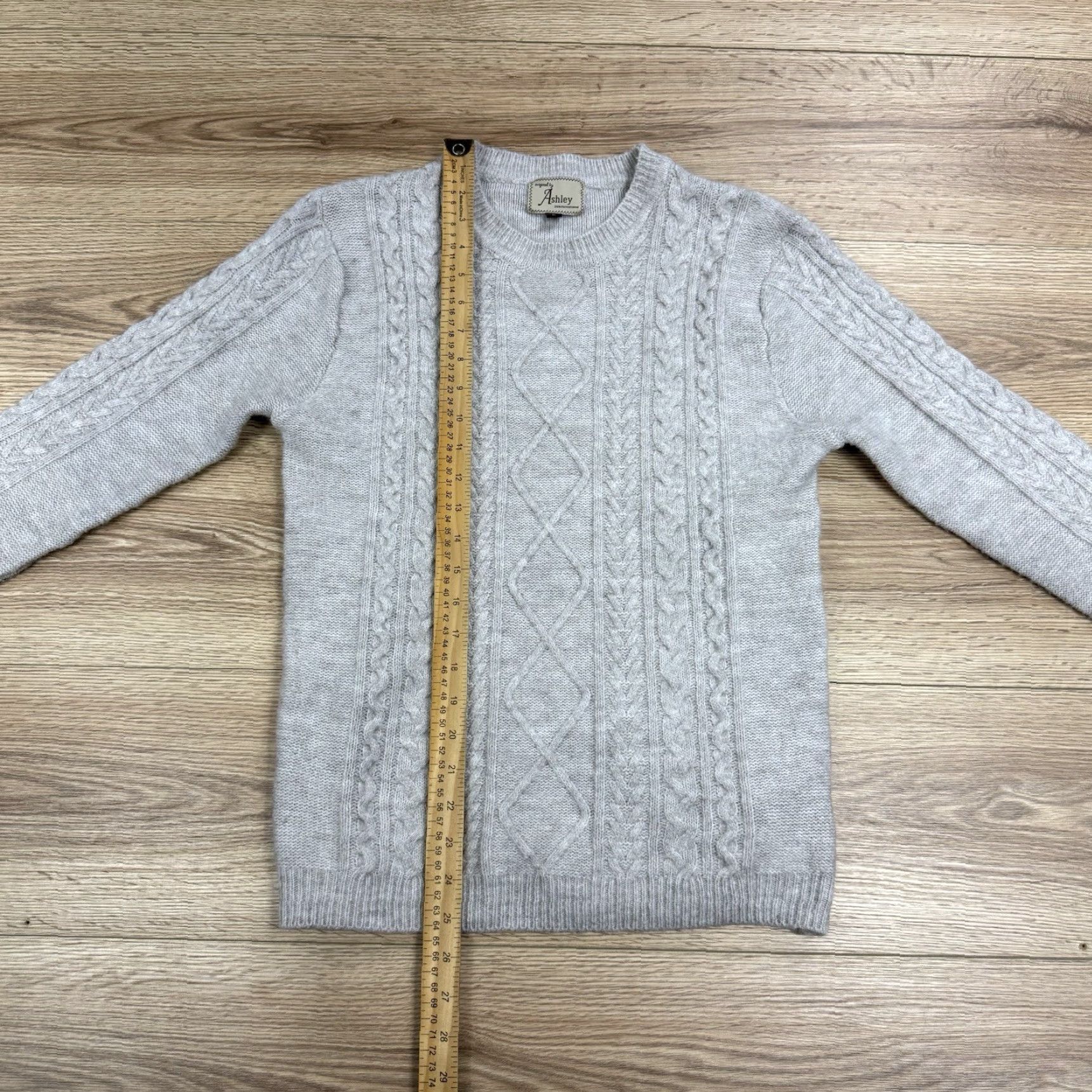 Vintage Ashley 26 International Women's Knit Sweater Pullover L Gray Cable Size L / US 10 / IT 46 - 4 Thumbnail