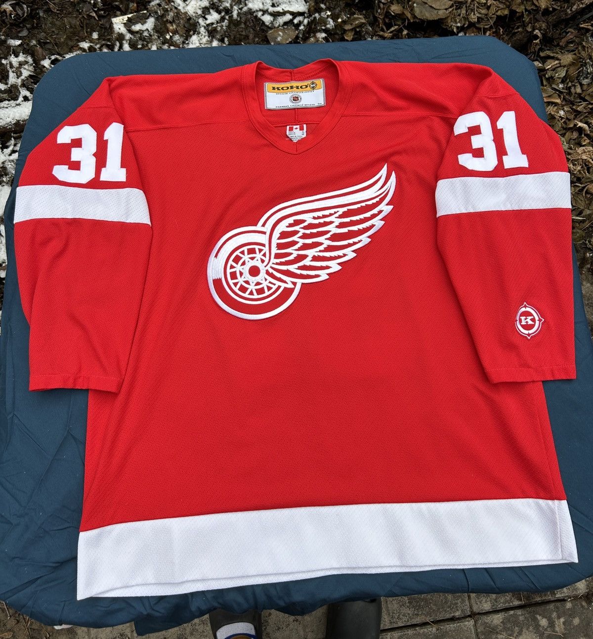 image of Hockey x Koho Detroit Red Wings Curtis Joseph Nhl Jersey in Red White, Men's (Size XL)