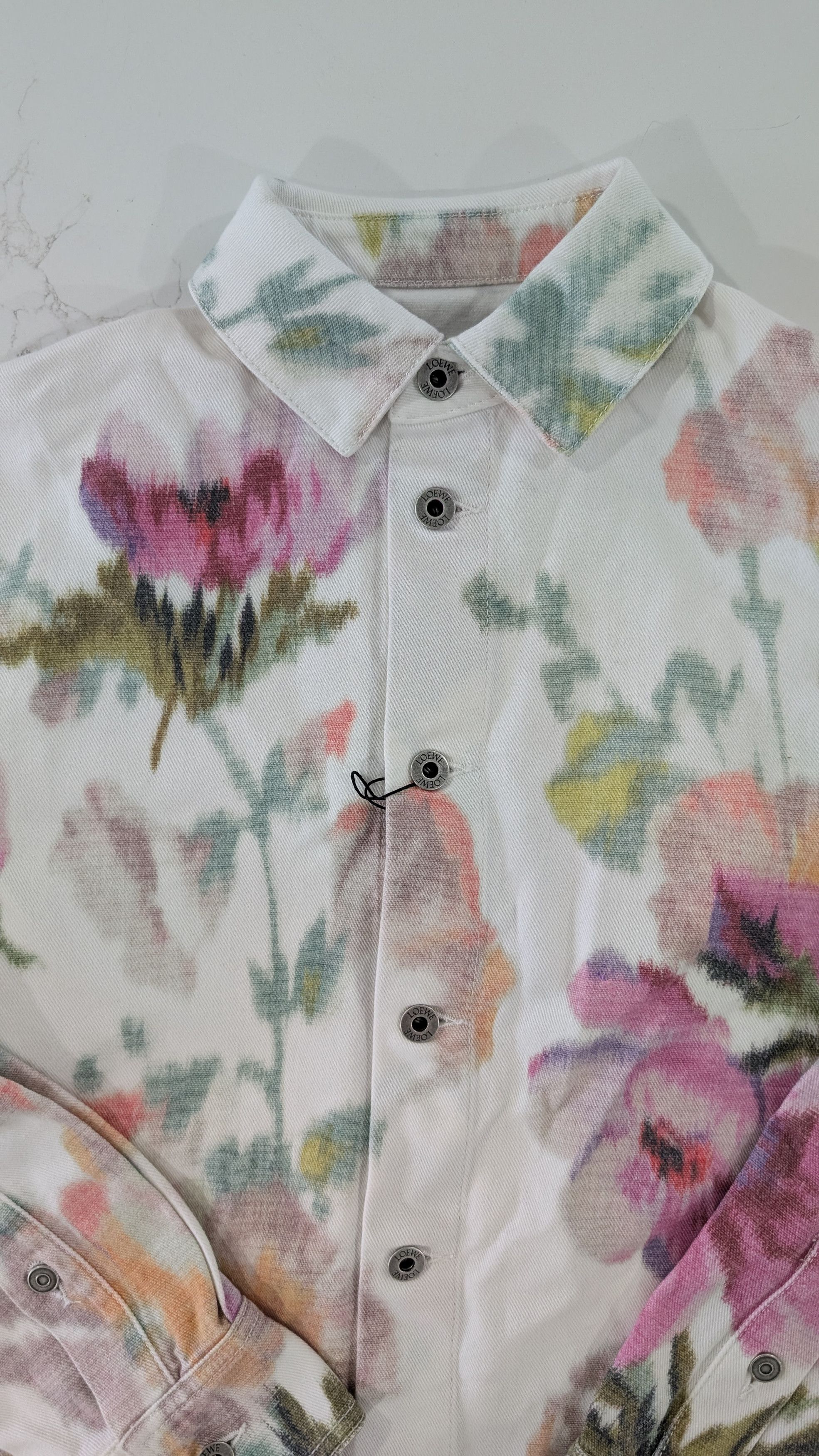 Loewe Loewe Floral Denim Overshirt Jacket White Multicolor IT 38 L Size L / US 10 / IT 46 - 7 Thumbnail