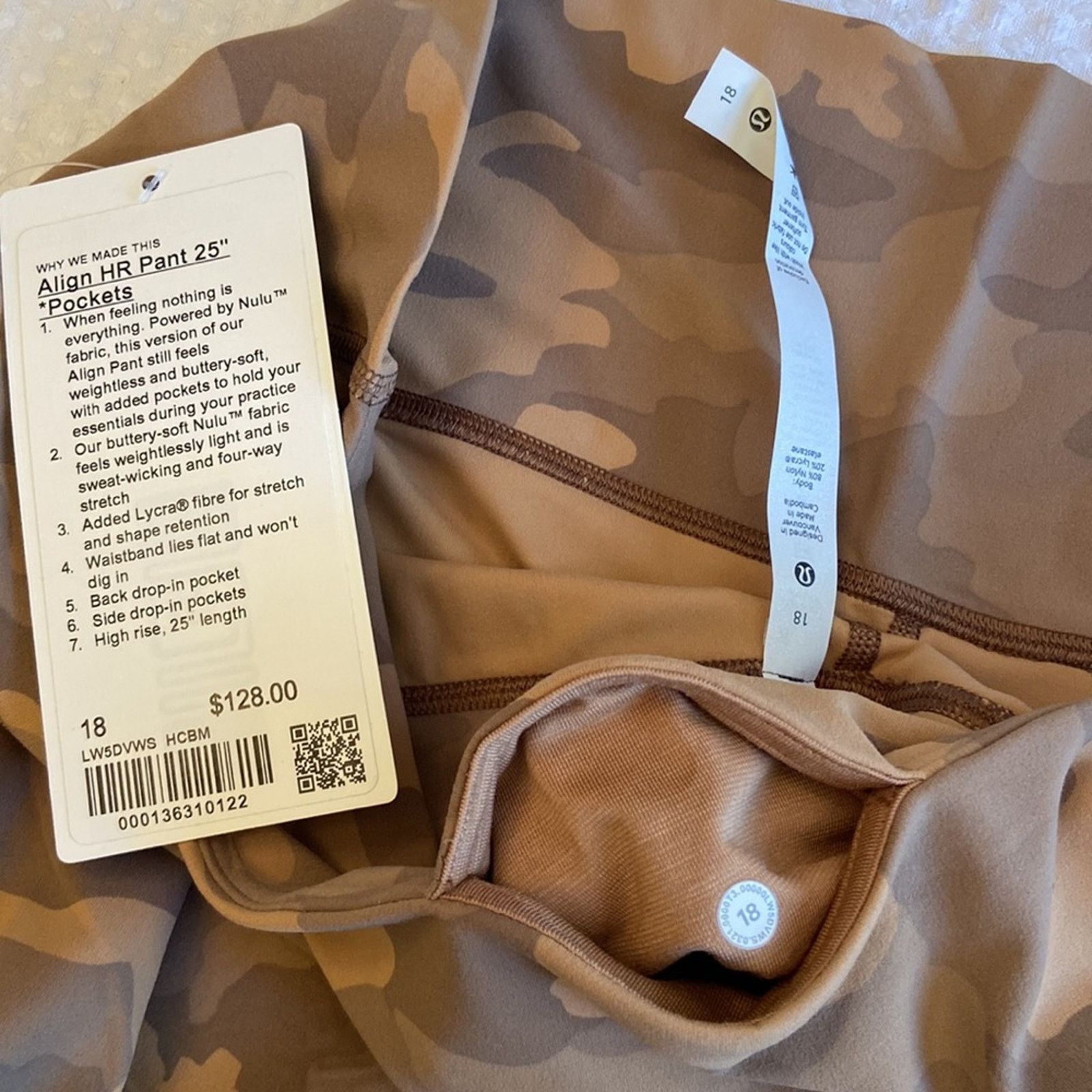 Lululemon NEW! Align High Rise HR Pant 25” Pockets 18 Camo Beige Multi Size 40" / US 18 - 6 Thumbnail