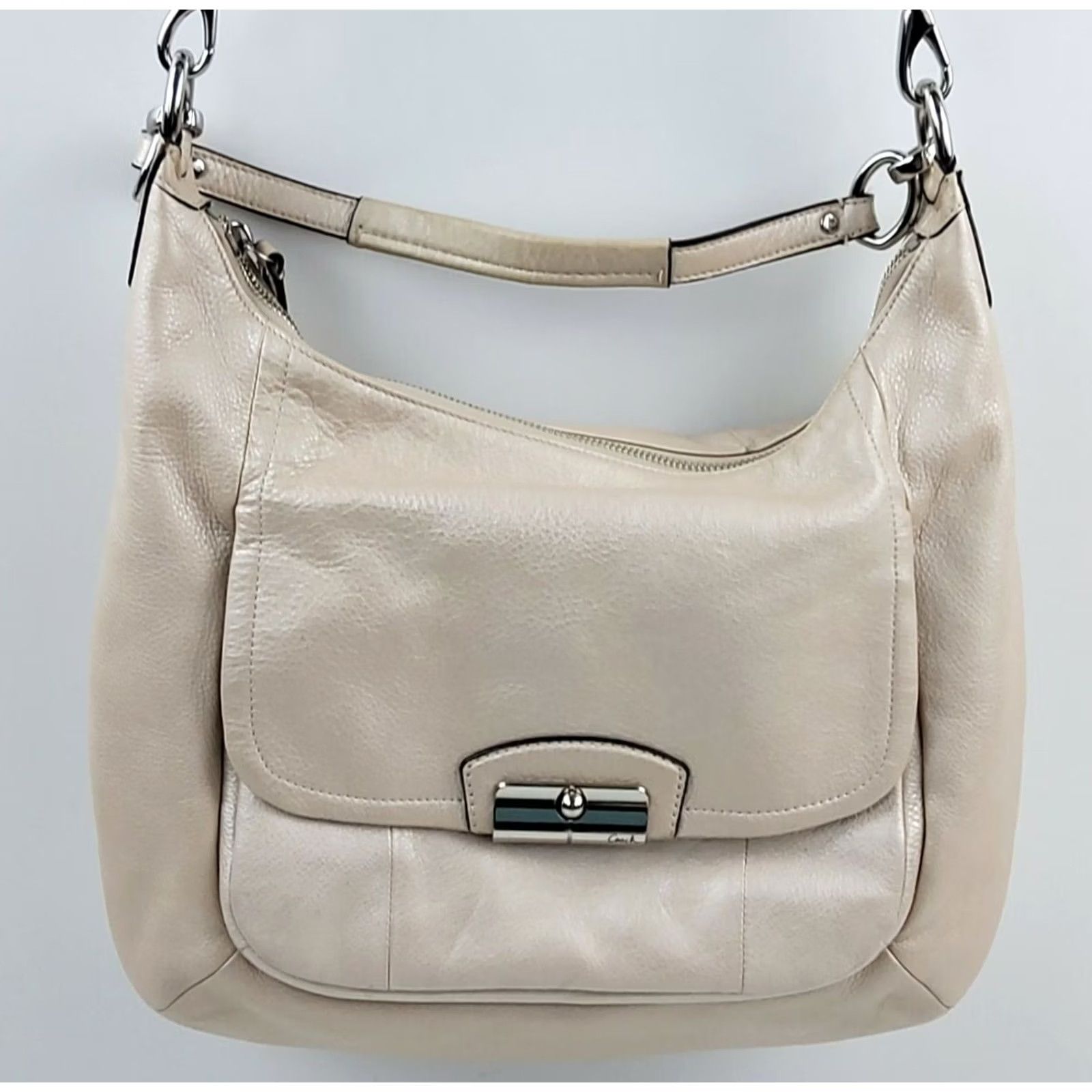 Coach Coach Kristin Leather Large Hobo F22309 Champagne Silver Shoulder Handbag Purse Size ONE SIZE - 2 Thumbnail