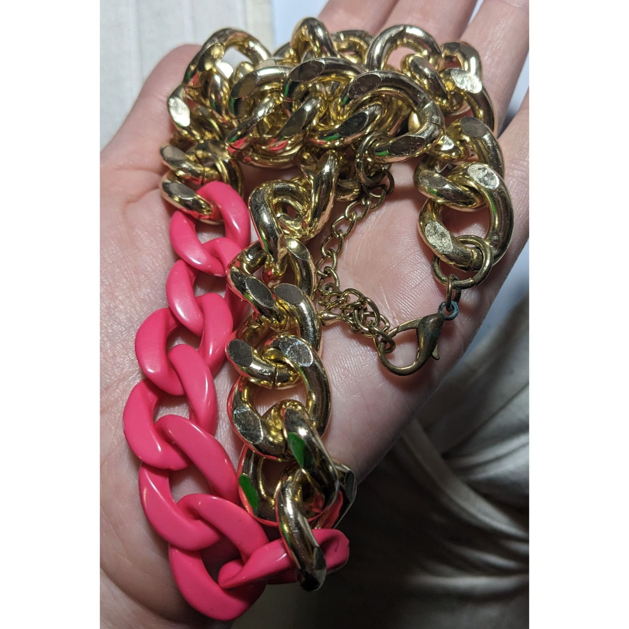 Other Chunky 80s Gold & Pink Chain Necklace Size ONE SIZE - 9 Thumbnail