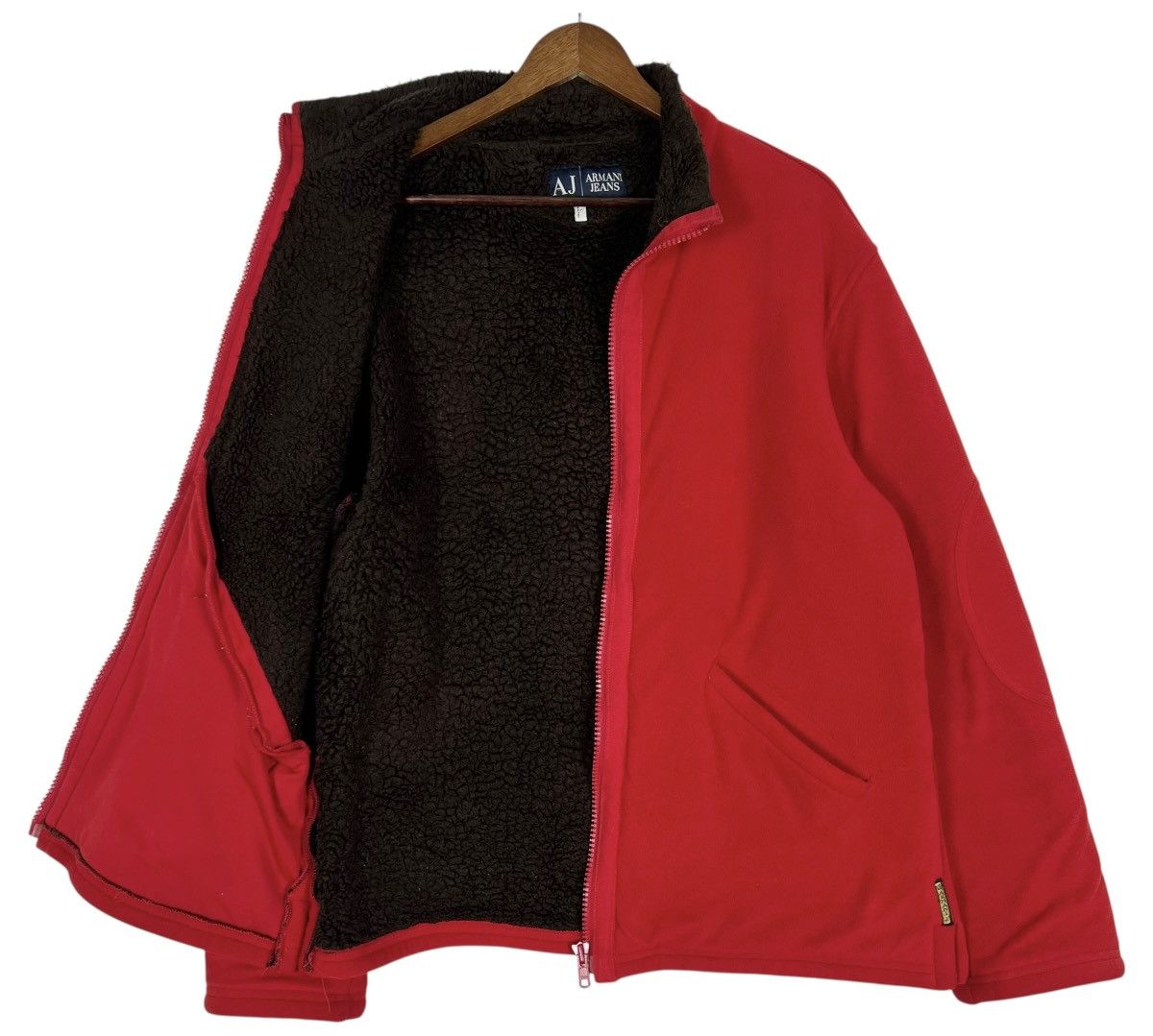 Giorgio Armani Armani Jeans AJ Red Fleece Zip Jacket Sherpa Lined Size US XL / EU 56 / 4 - 1 Thumbnail