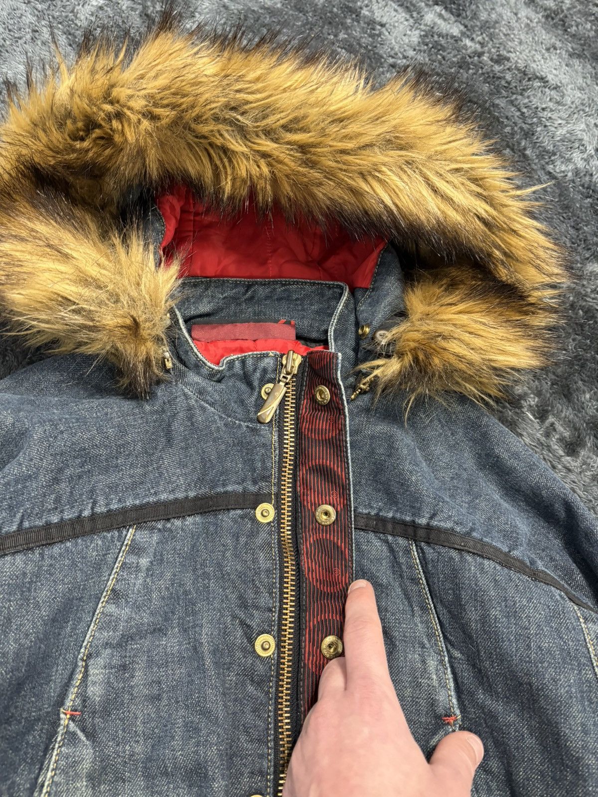Engineered Garments × Levi's Vintage Levis Enginereed Jeans Denim Fur Bomber Jacket Size M / US 6-8 / IT 42-44 - 7 Thumbnail