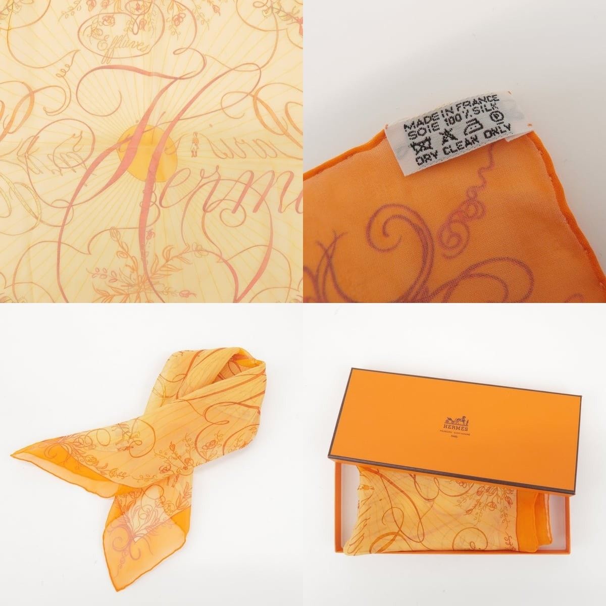 Hermes Hermes Carre 45 Effluves Silk Scarf Orange Size ONE SIZE - 4 Thumbnail