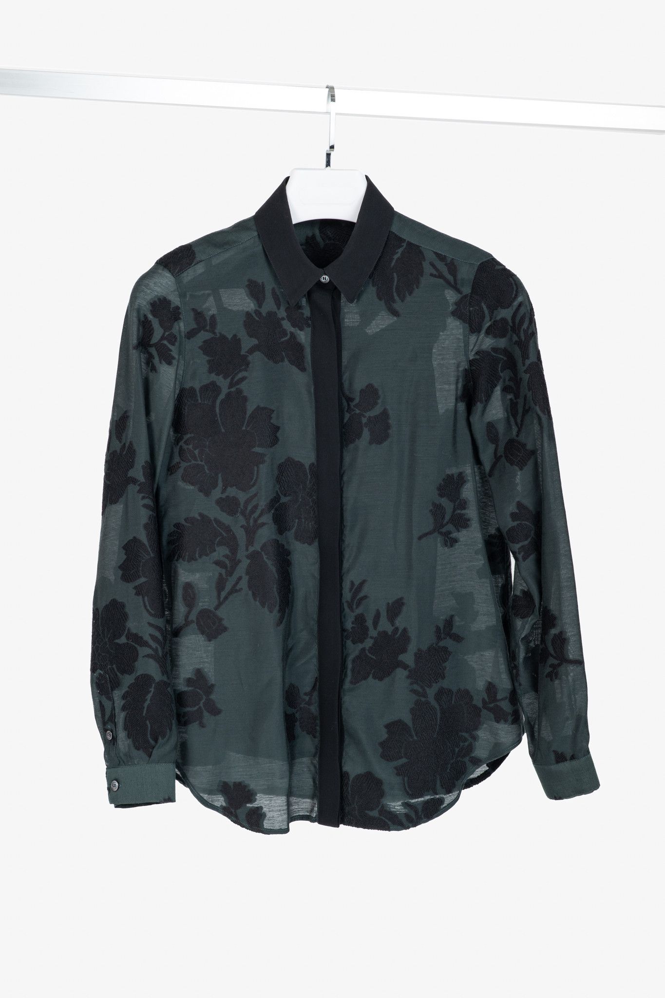 Burberry Burberry Green Floral Fil Coupe Buttoned Shirt Size S / US 4 / IT 40 - 1 Thumbnail