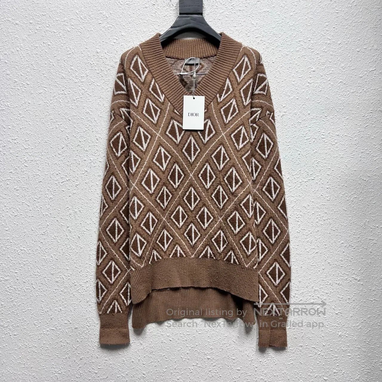 Dior Dior SS22 Diamond Pattern Brown Cashmere Knit Sweater Size S / US 4 / IT 40 - 1 Thumbnail