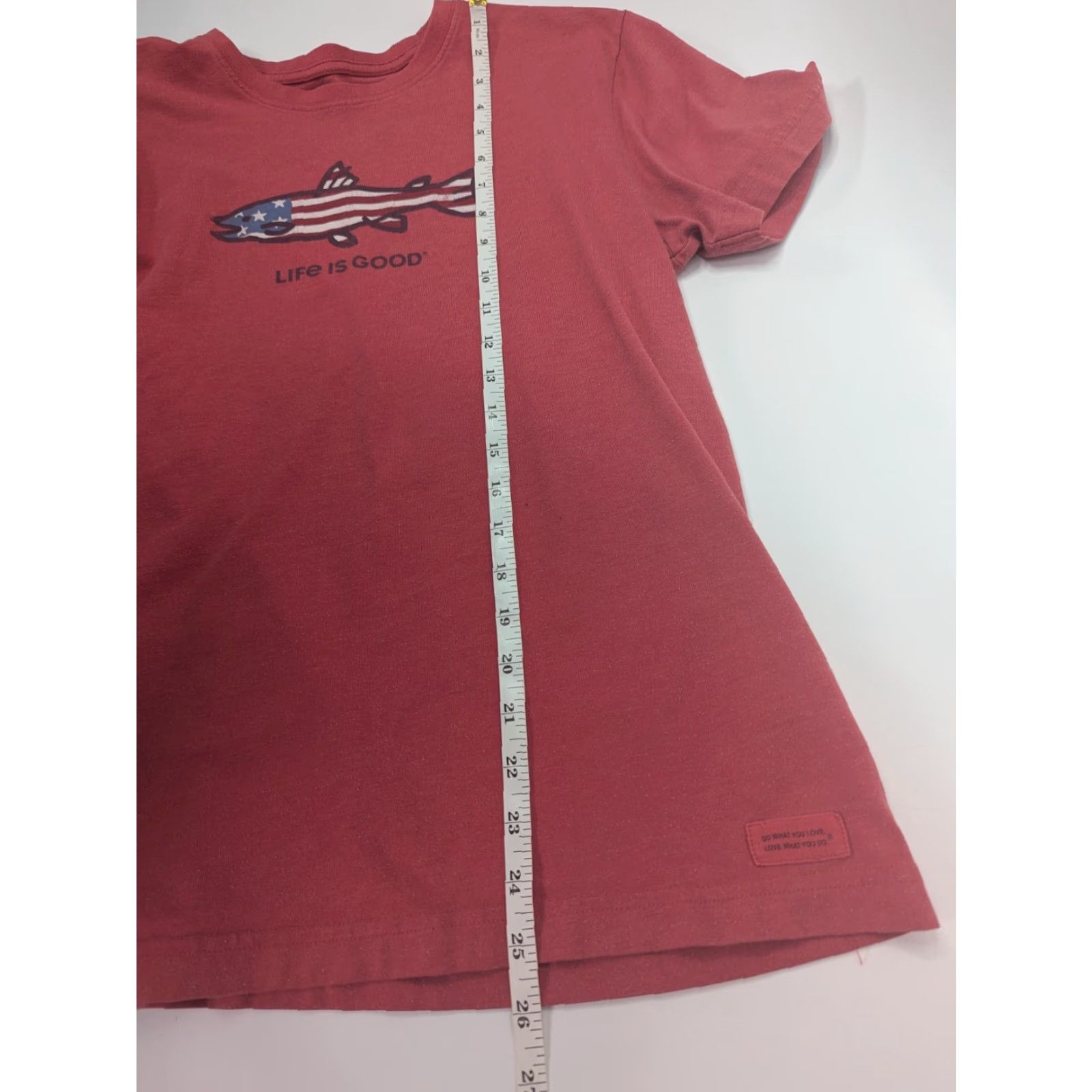 Life is Good Life is Good Shirt T-Shirt Red Crusher Tee USA Fish Patriot Flag Mens Small Short Sleeve Crew Neck Cotton Polyester Knit Logo Graphic Vintage: No Size US S / EU 44-46 / 1 - 4 Thumbnail