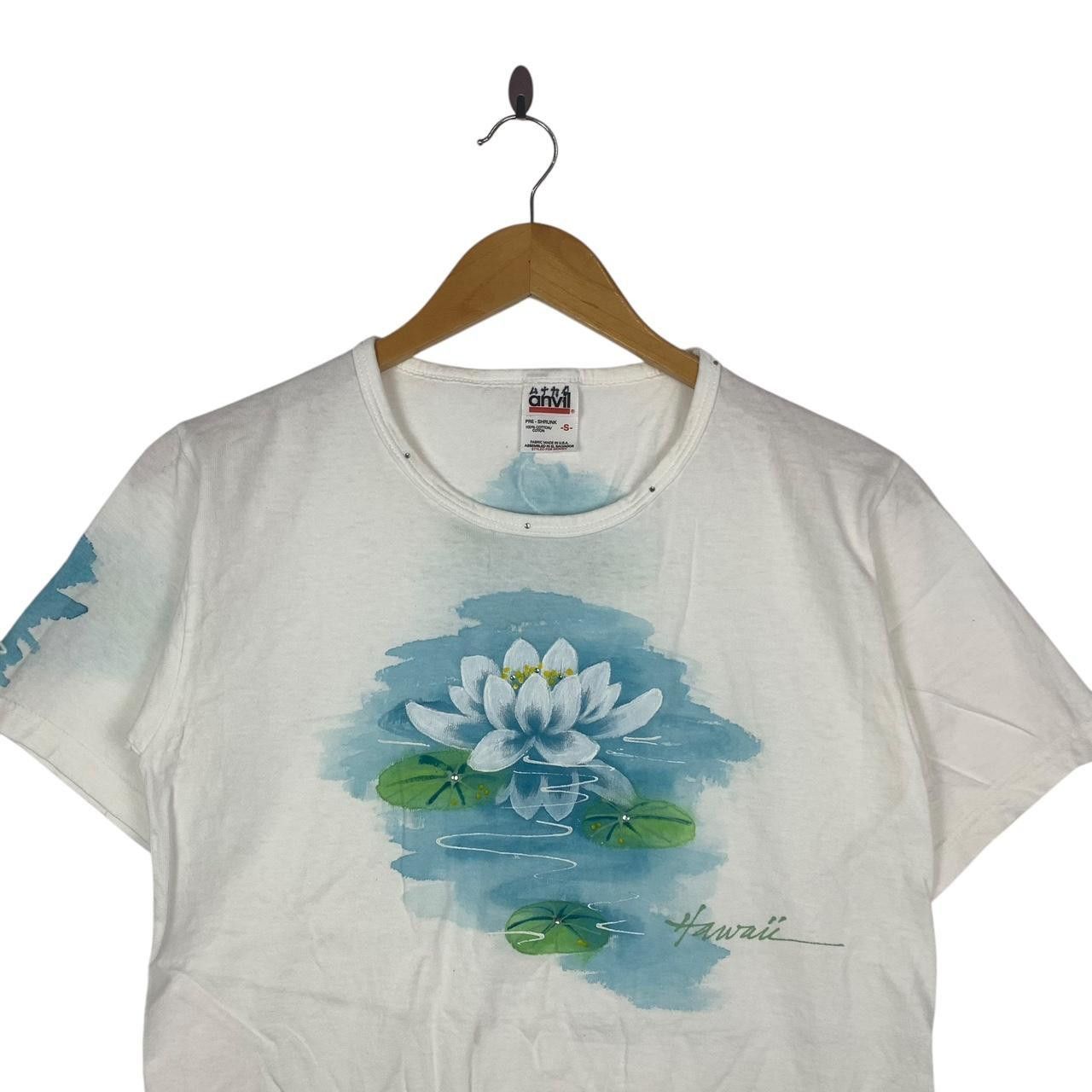 Vintage Vintage HAWAII WHITE LOTUS Painting Illustration Floral Tee Size S / US 4 / IT 40 - 2 Thumbnail