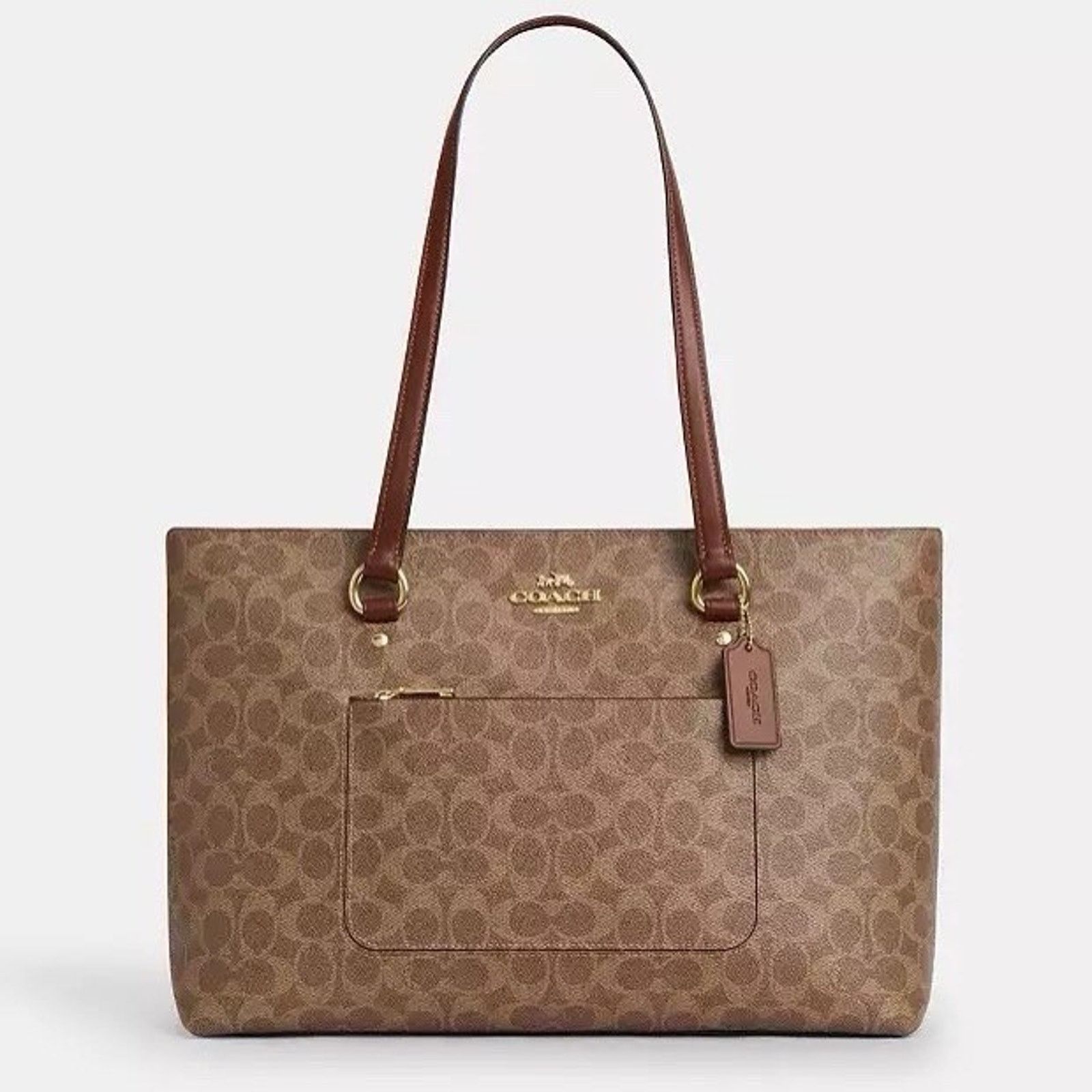 Coach NWT COACH Station Tote Bag In Maxi CCD69 IM/TAN/BROWN Size ONE SIZE - 6 Thumbnail