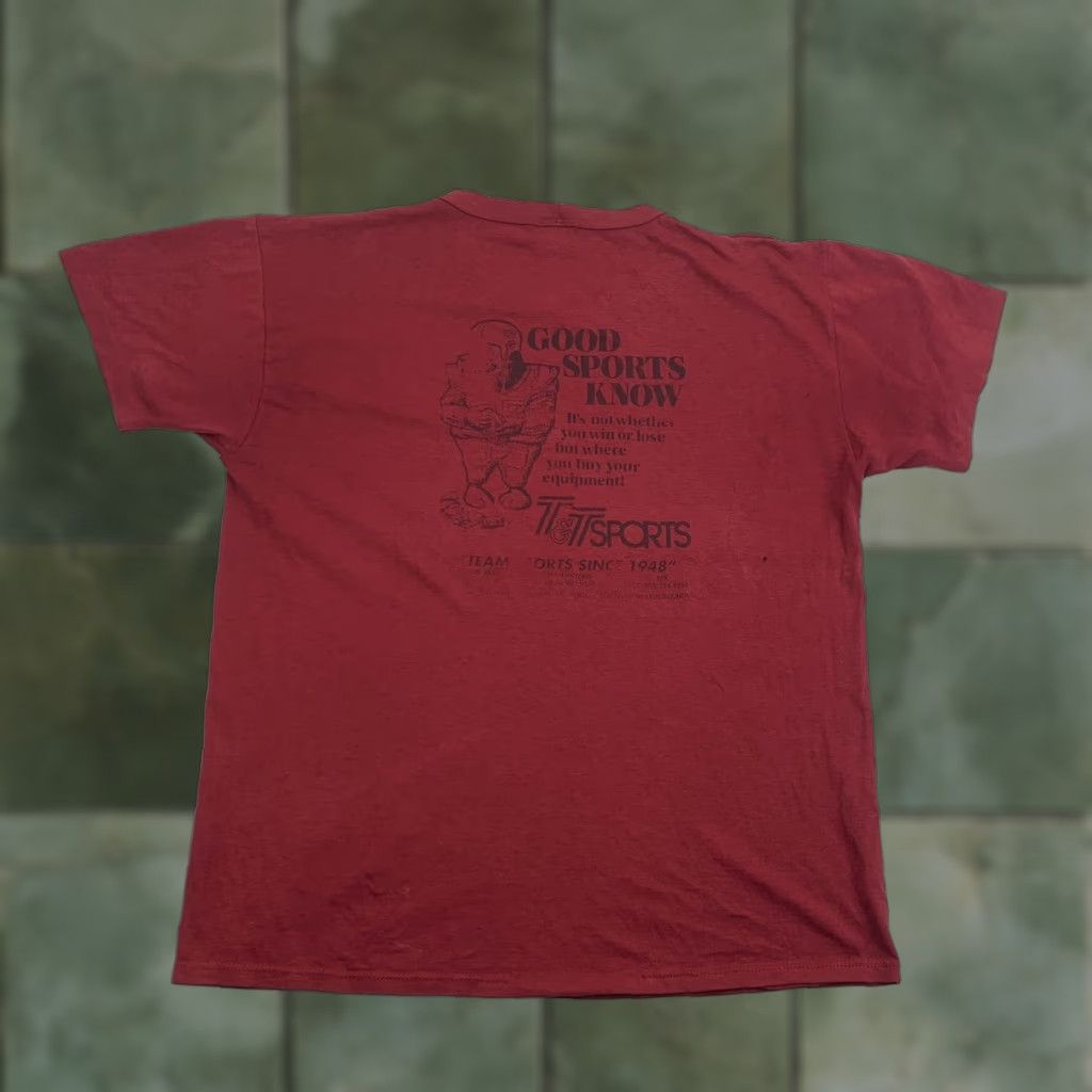 Russell Athletic VINTAGE Russell Athletic T Shirt T&T Sports Adult Large Red 90s Mens Size US L / EU 52-54 / 3 - 1 Thumbnail