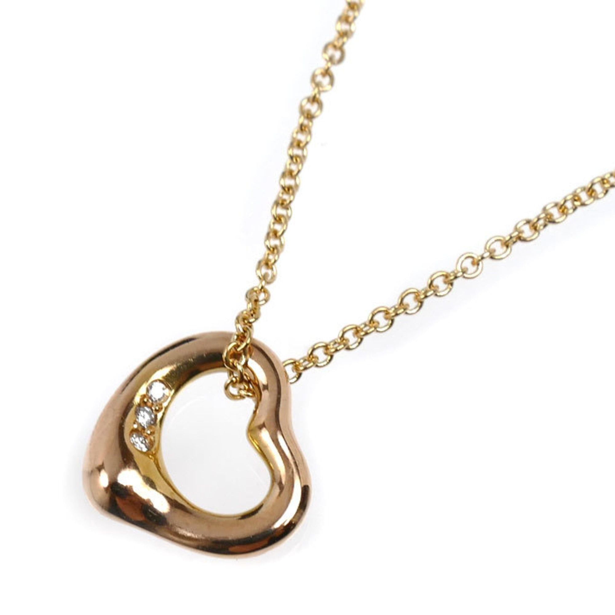 Tiffany & Co. TIFFANY&Co. Tiffany 18KPG Pink Gold Open Heart Necklace 68113660 Diamond 3.0g 41cm Women's Size ONE SIZE - 1 Thumbnail